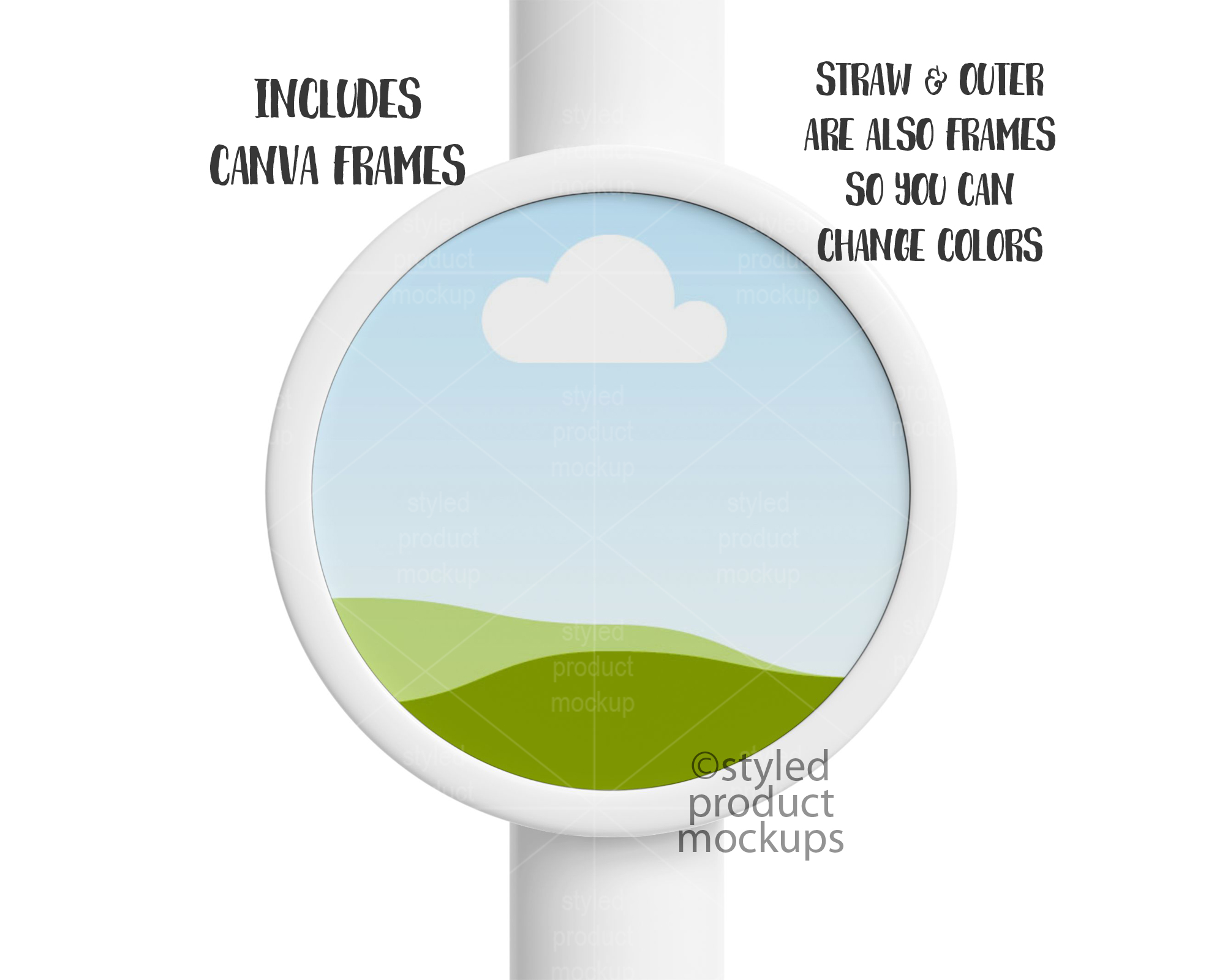 Round Straw Topper Mockup