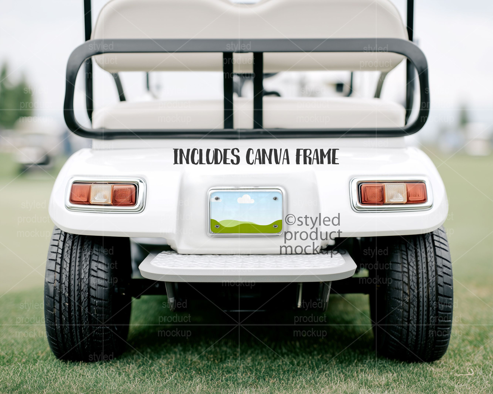 4x7 Golf Cart License Plate Mockup