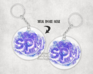 Round MDF Keychain Mockup