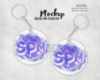 Round MDF Keychain Mockup