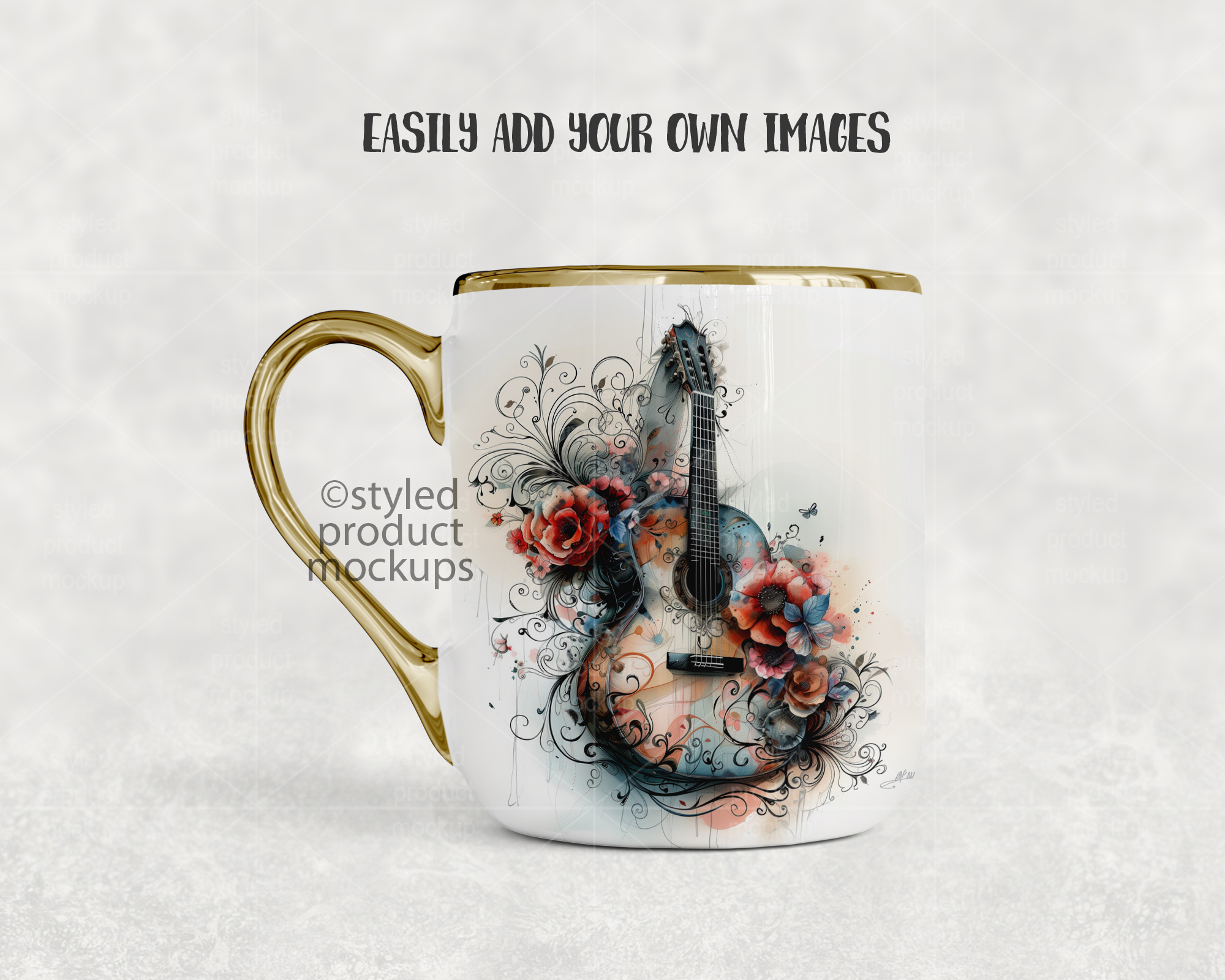 11oz Gold Handle Mug Mockup