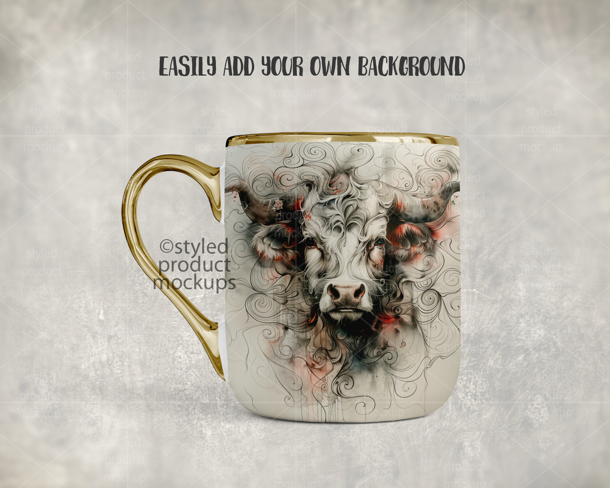 11oz Gold Handle Mug Mockup