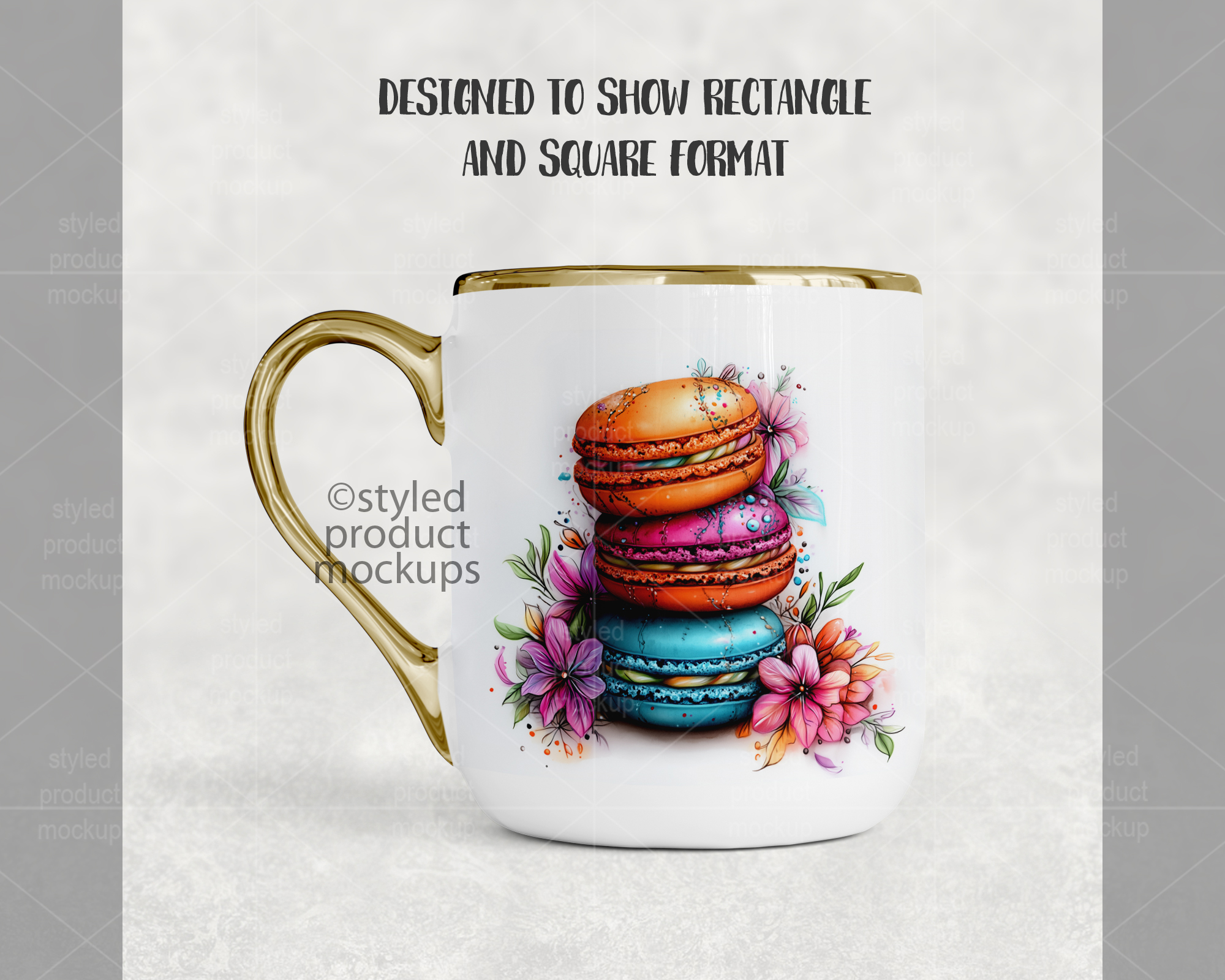 11oz Gold Handle Mug Mockup