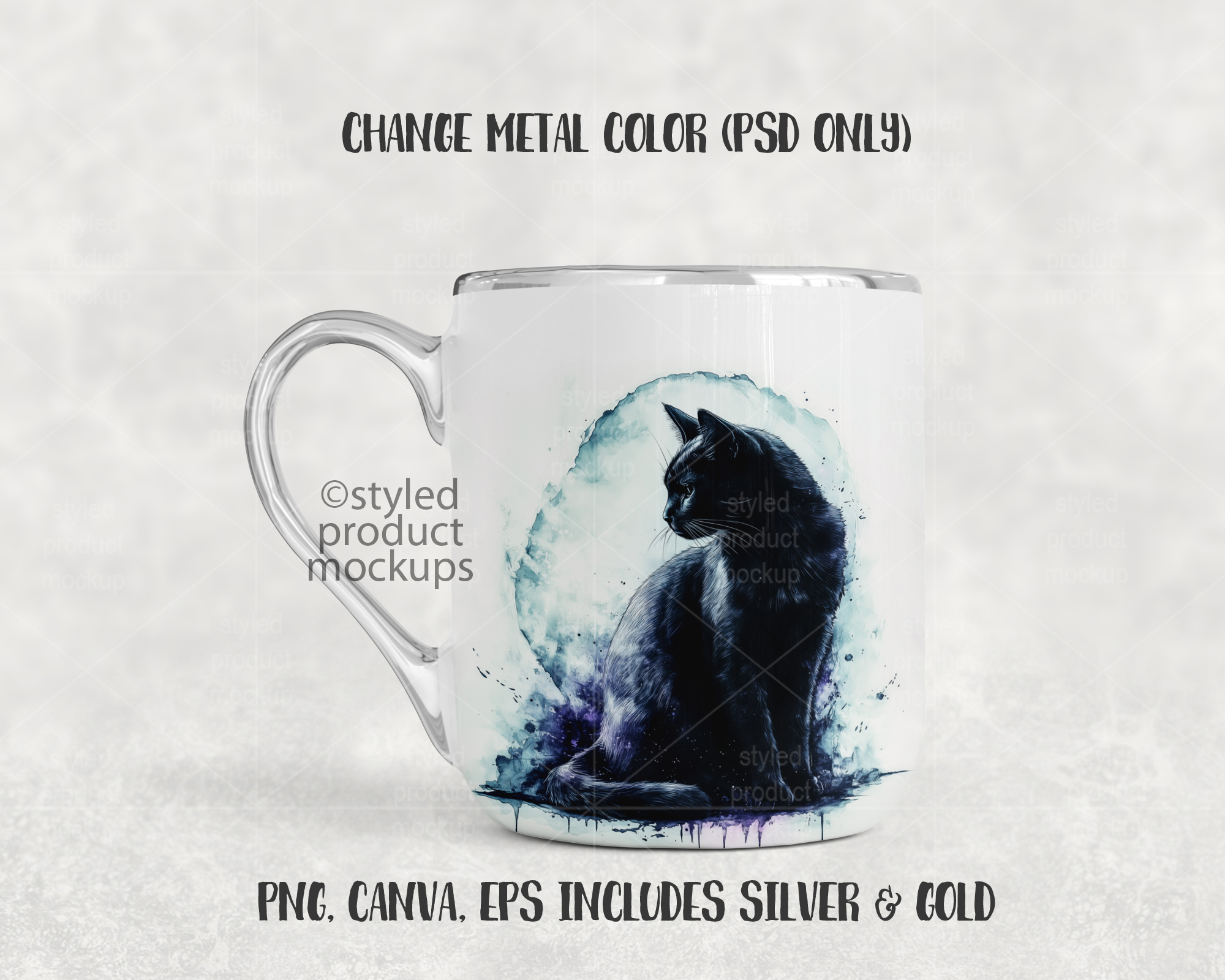 11oz Gold Handle Mug Mockup
