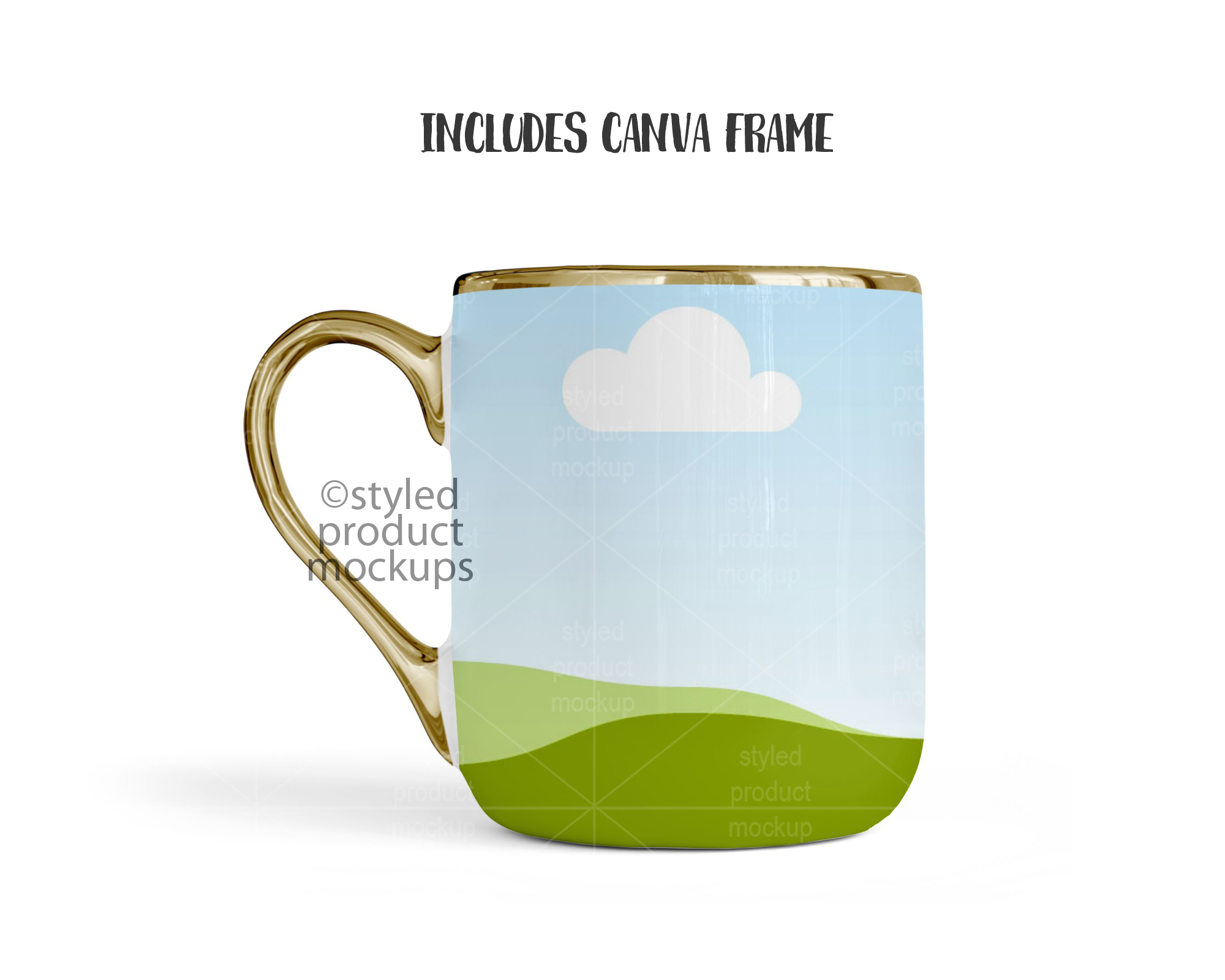 11oz Gold Handle Mug Mockup