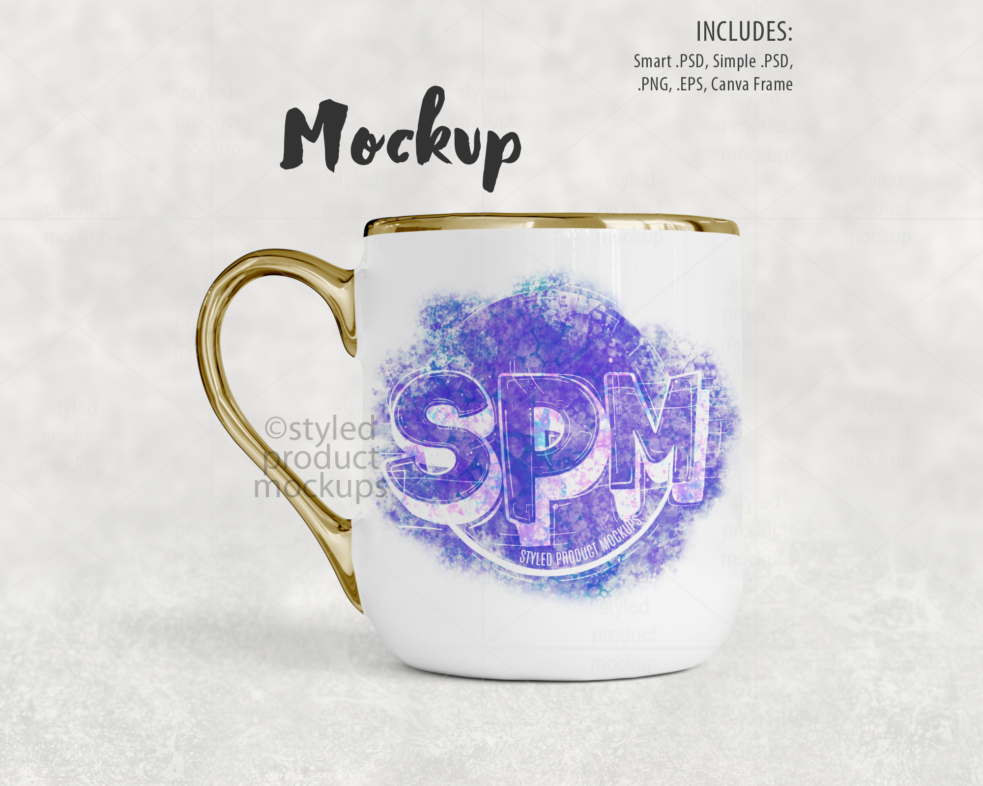 11oz Gold Handle Mug Mockup