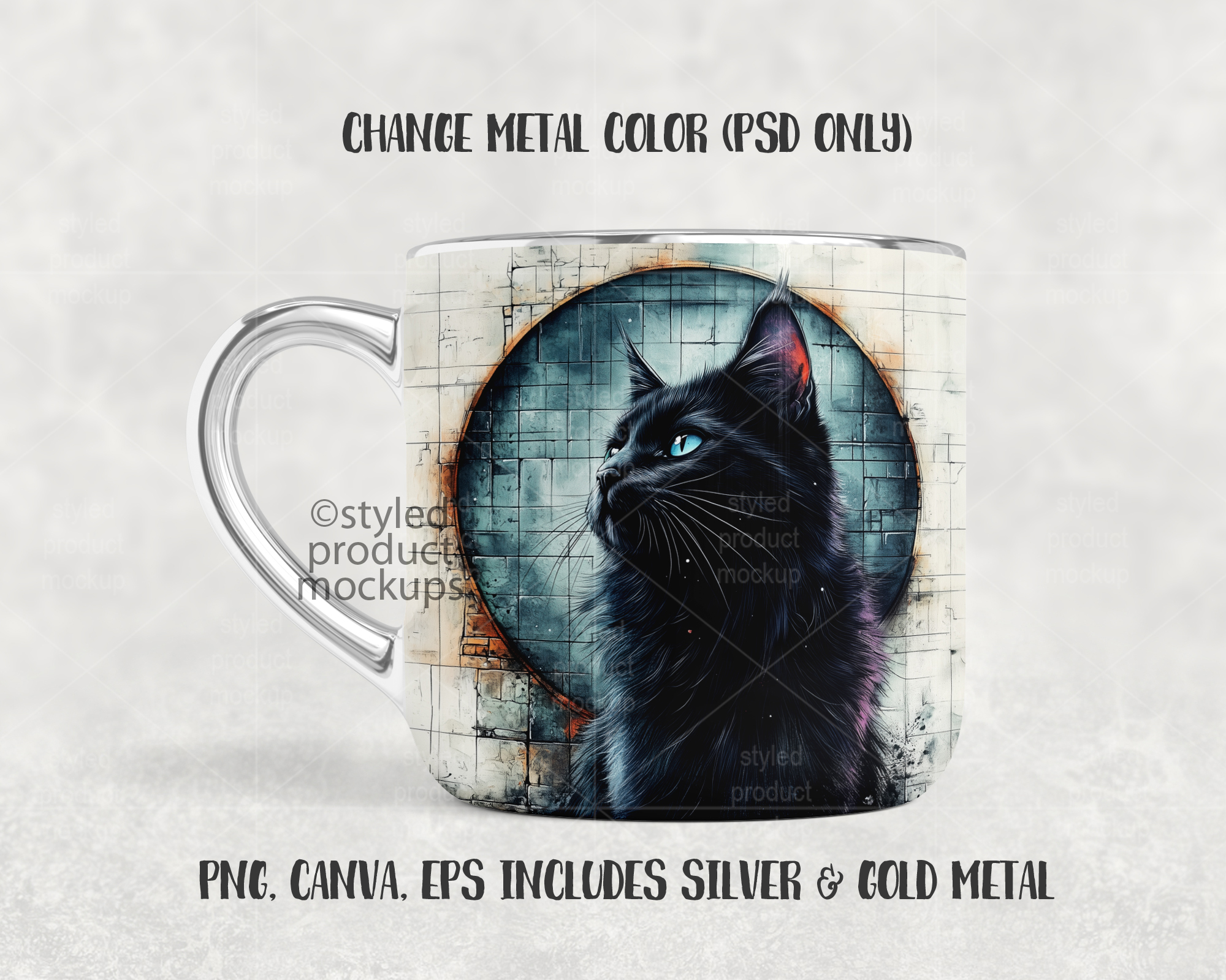 14oz Metal Handle Mug Mockup