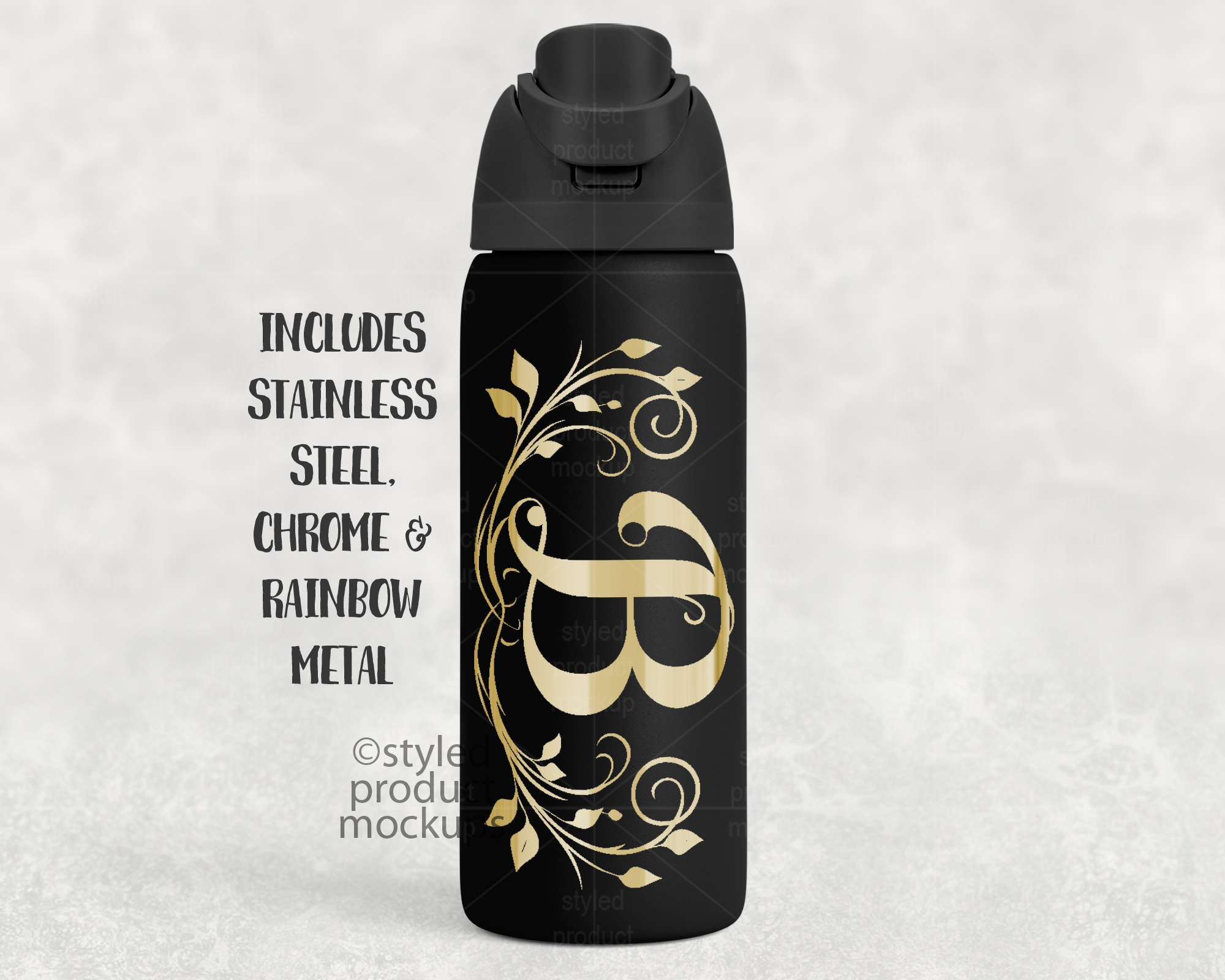 32oz Laser Water Bottle Mockup