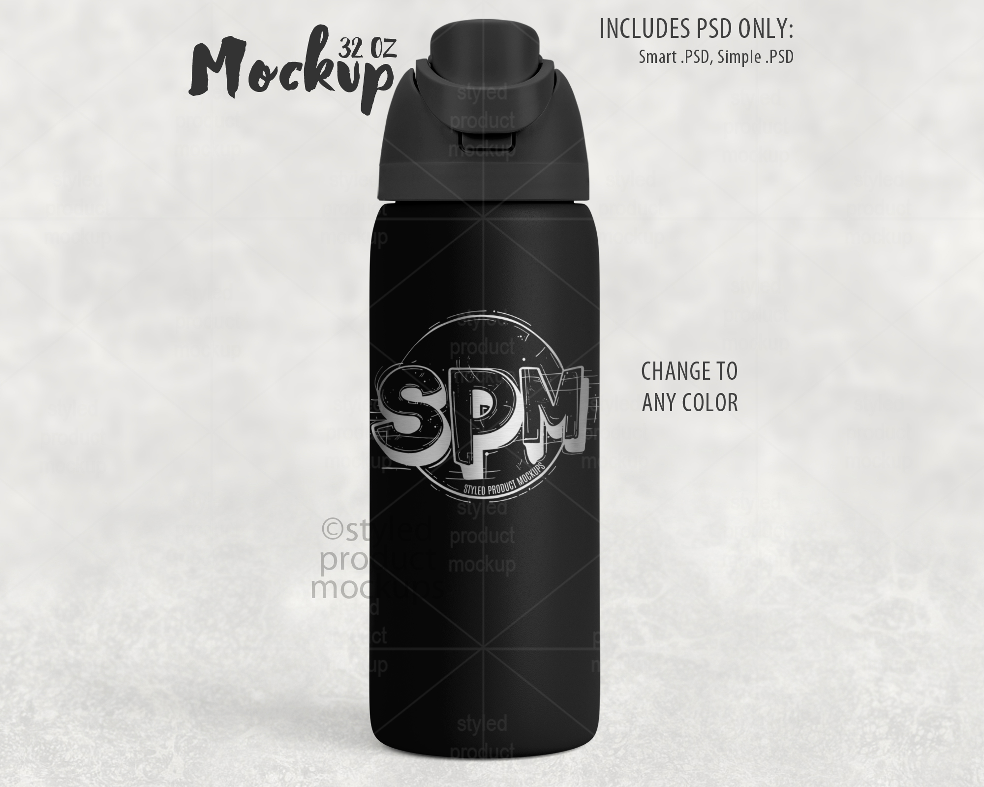 32oz Laser Water Bottle Mockup