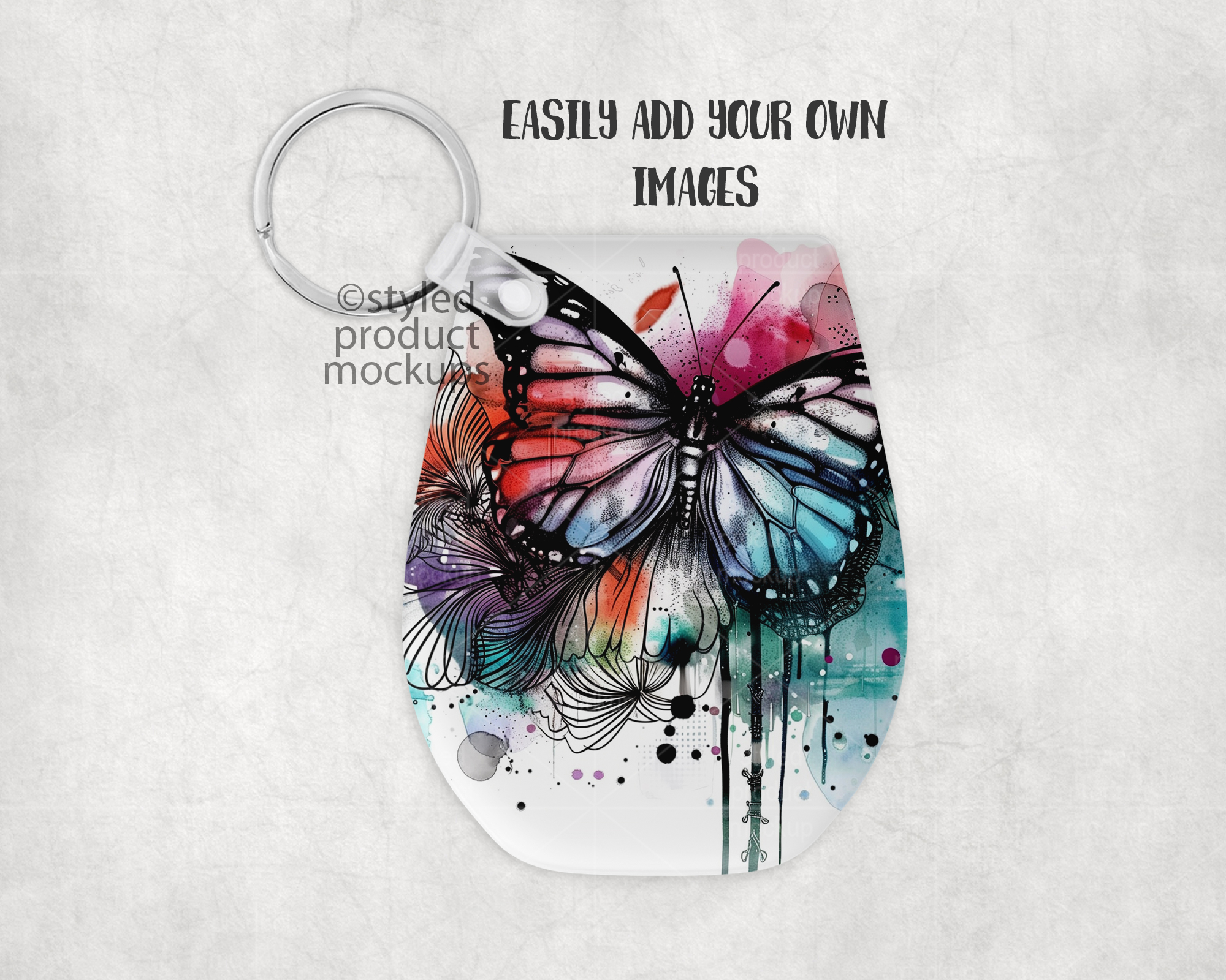 Acrylic Stemless Wine Glass Keychain Mockup