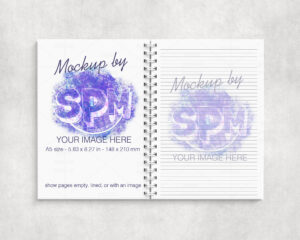 A5 Open Spiral Notebook Mockup