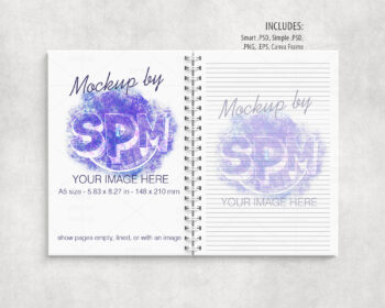 A5 Open Spiral Notebook Mockup