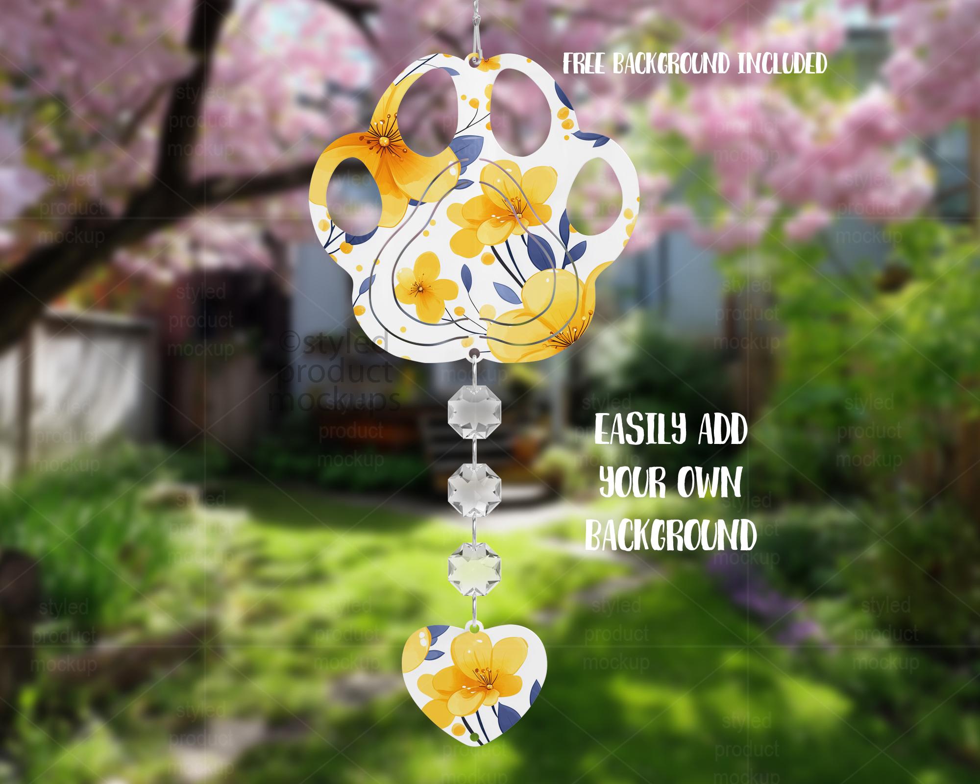Paw Print Wind Spinner Mockup