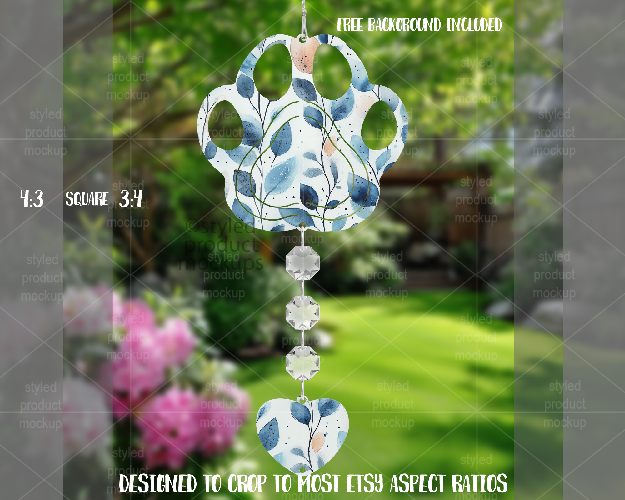 Paw Print Wind Spinner Mockup