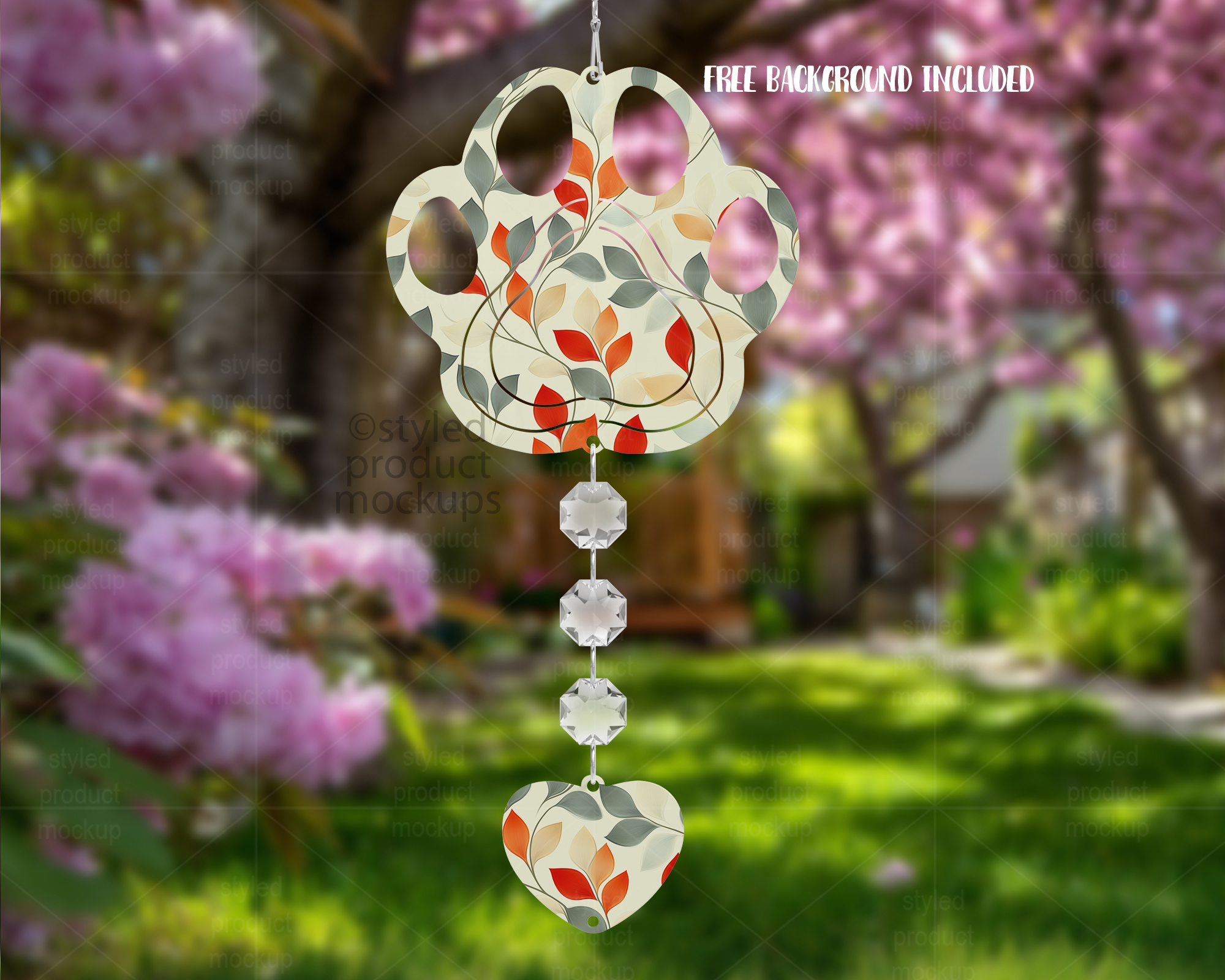 Paw Print Wind Spinner Mockup