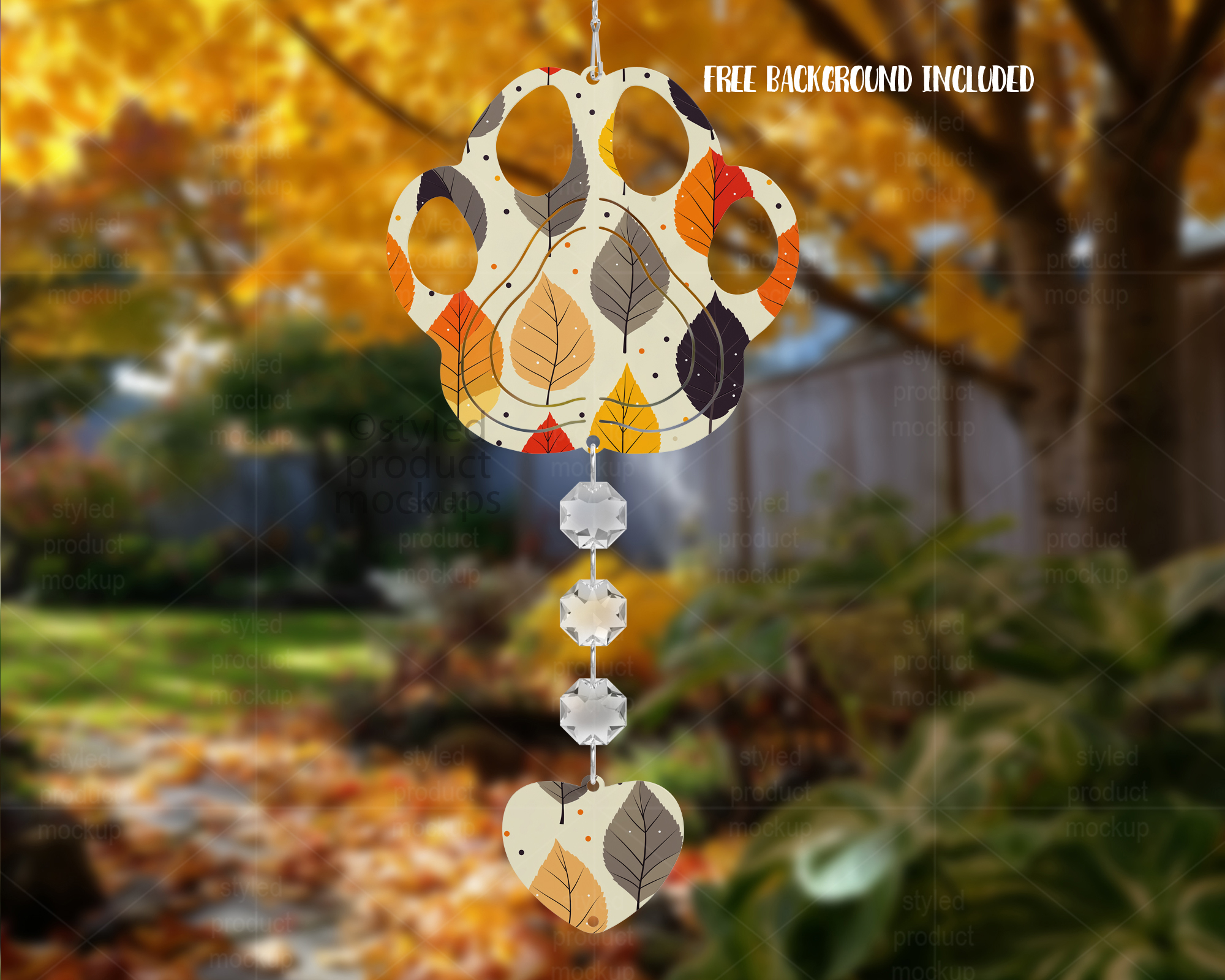 Paw Print Wind Spinner Mockup