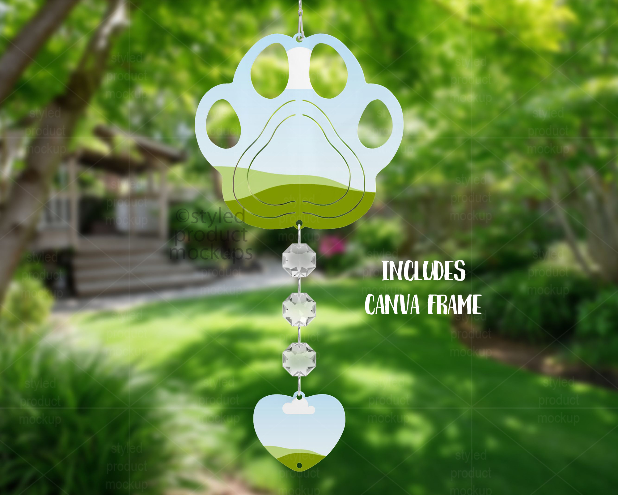 Paw Print Wind Spinner Mockup