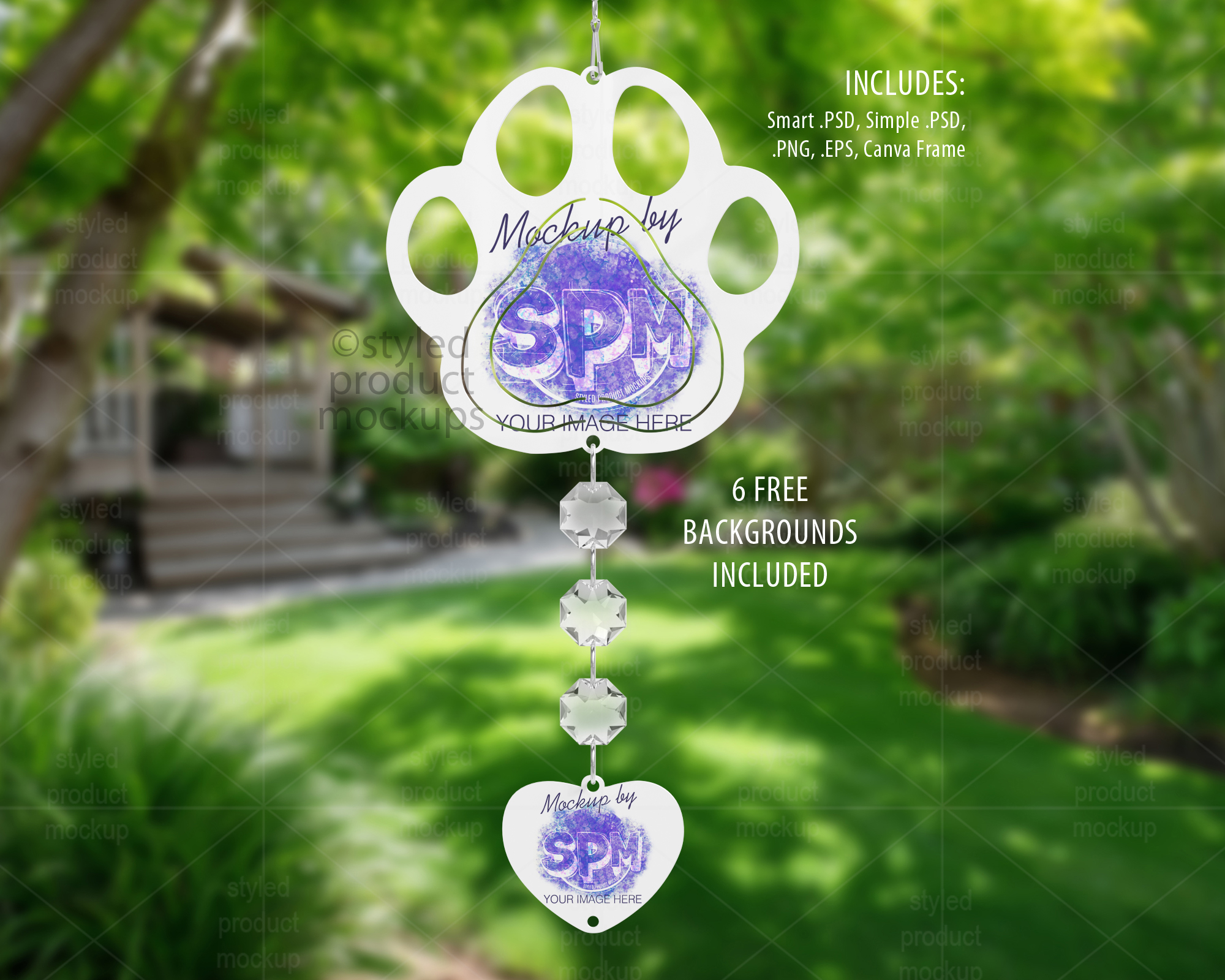 Paw Print Wind Spinner Mockup