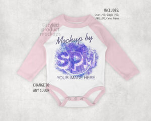 Baby Raglan Bodysuit Mockup