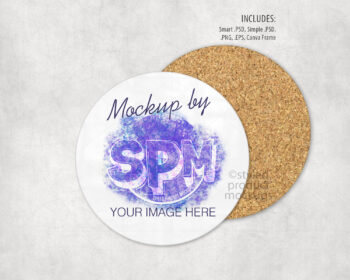 Round Cork Coaster Mockup