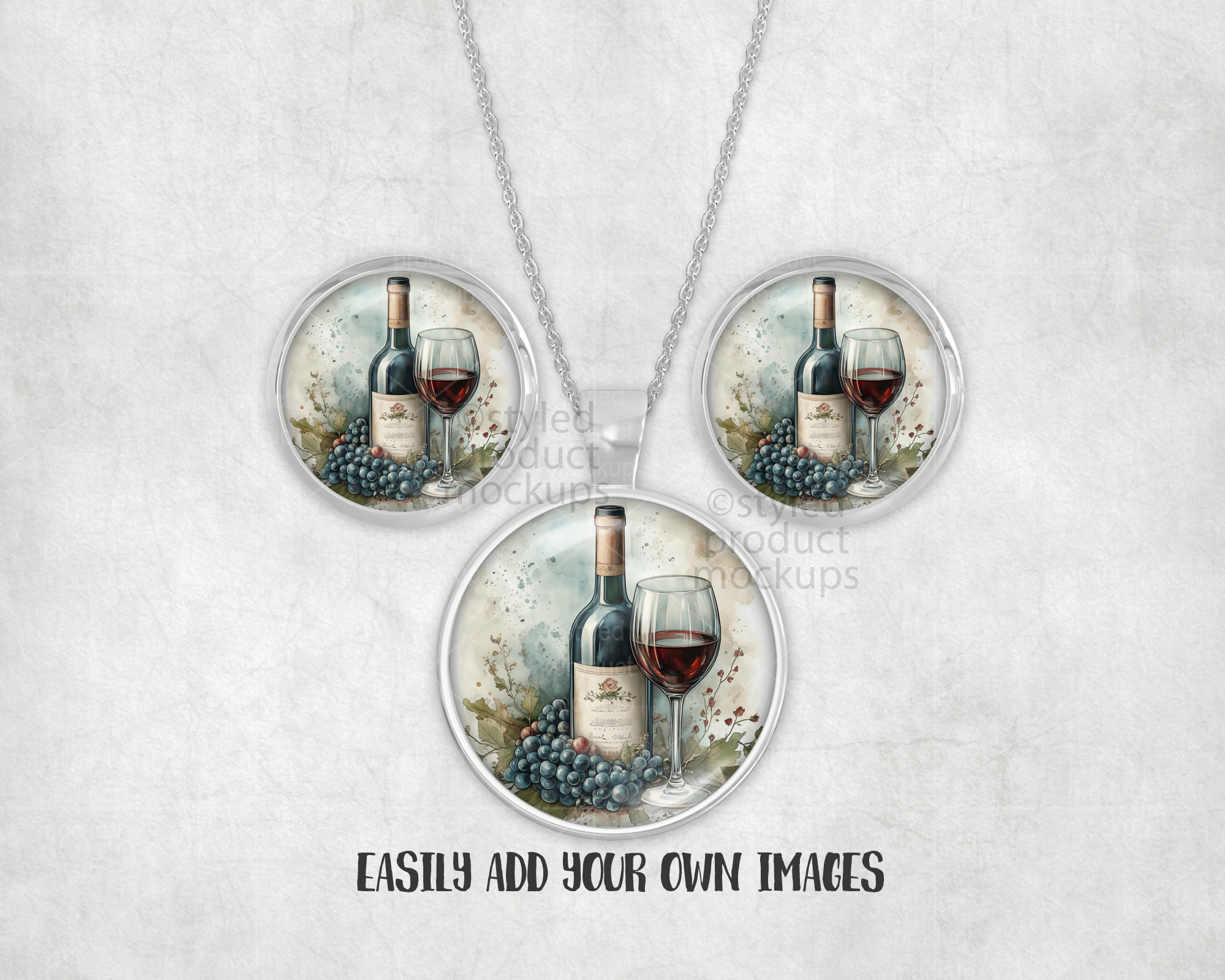 Round Earring and Pendant Set Mockup
