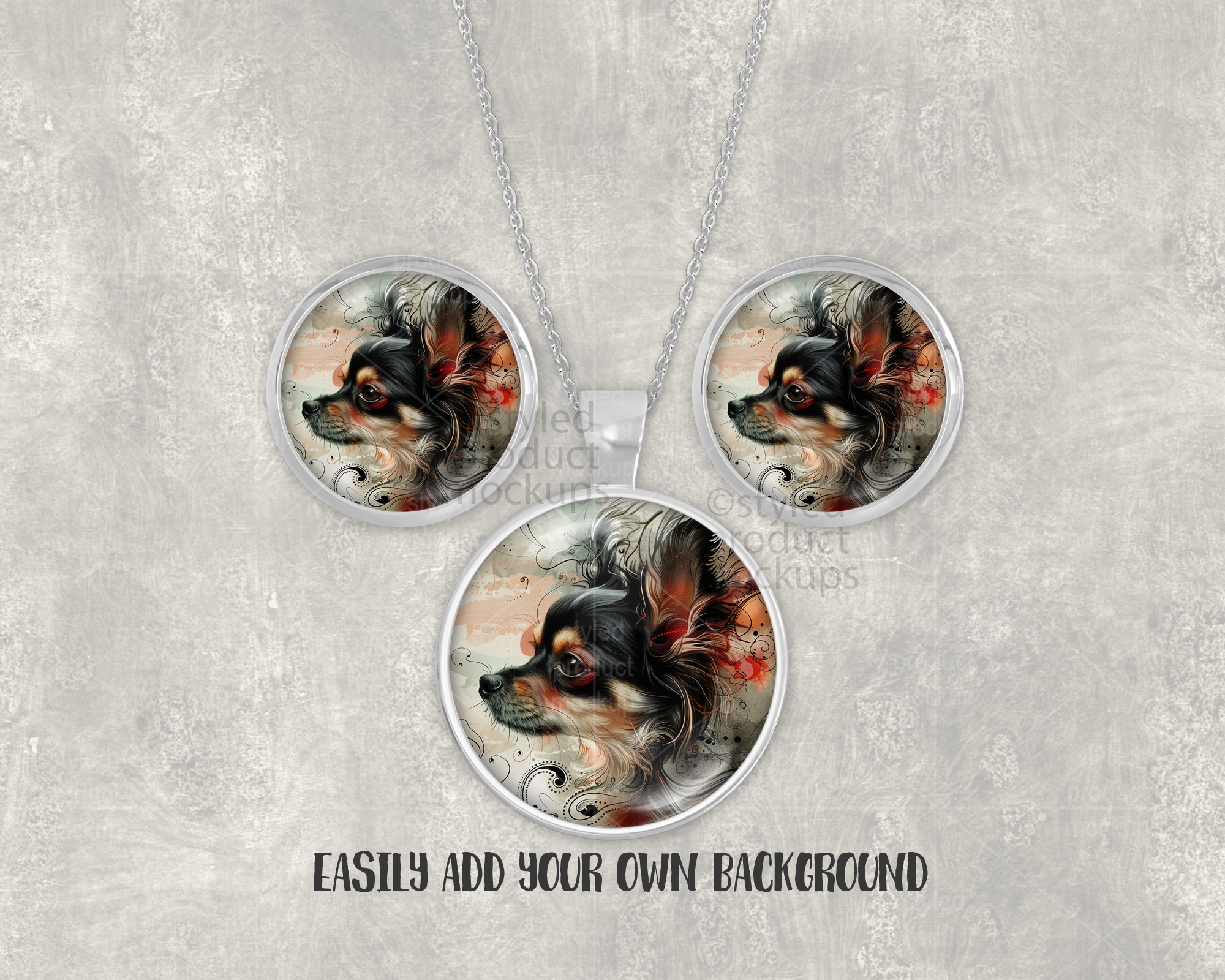 Round Earring and Pendant Set Mockup