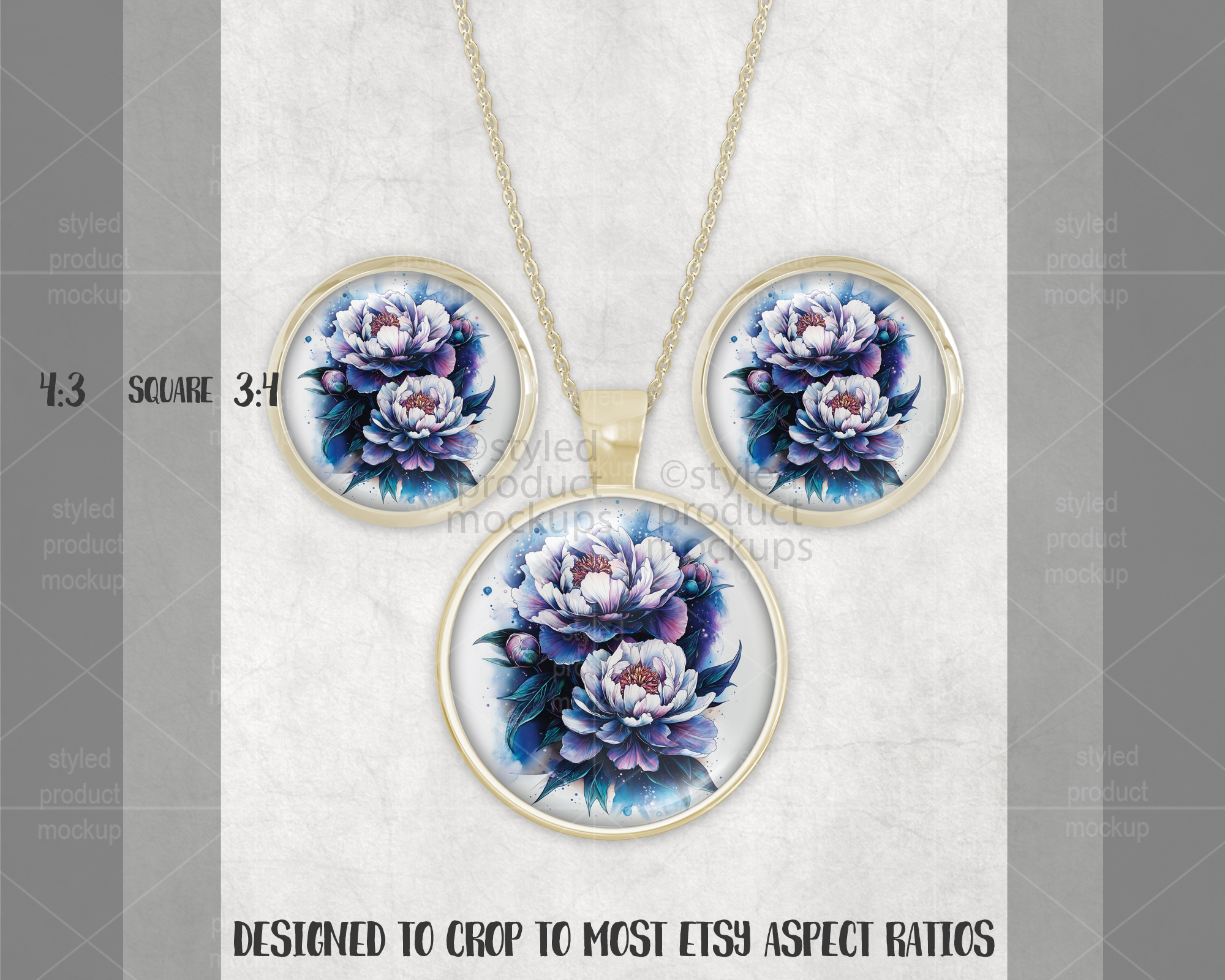Round Earring and Pendant Set Mockup