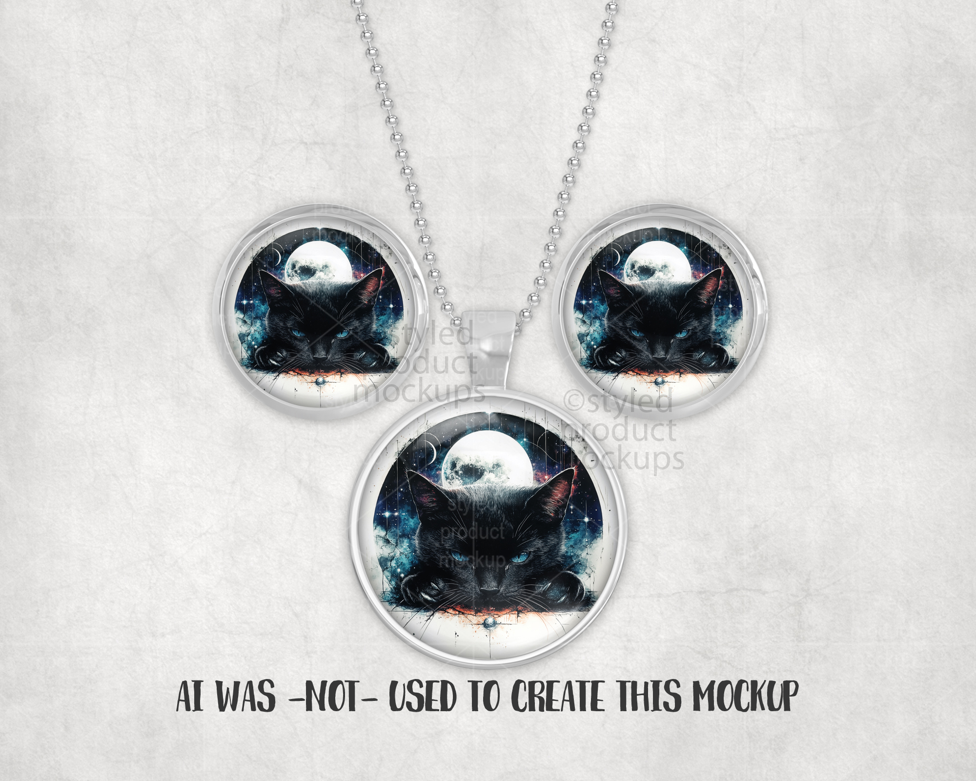 Round Earring and Pendant Set Mockup