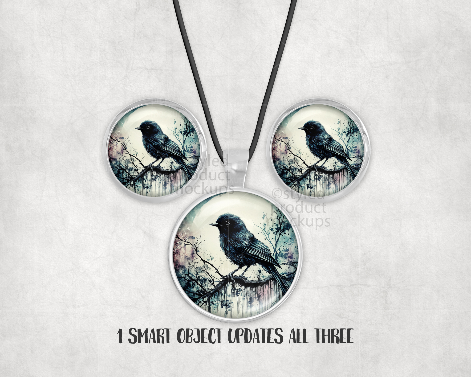 Round Earring and Pendant Set Mockup