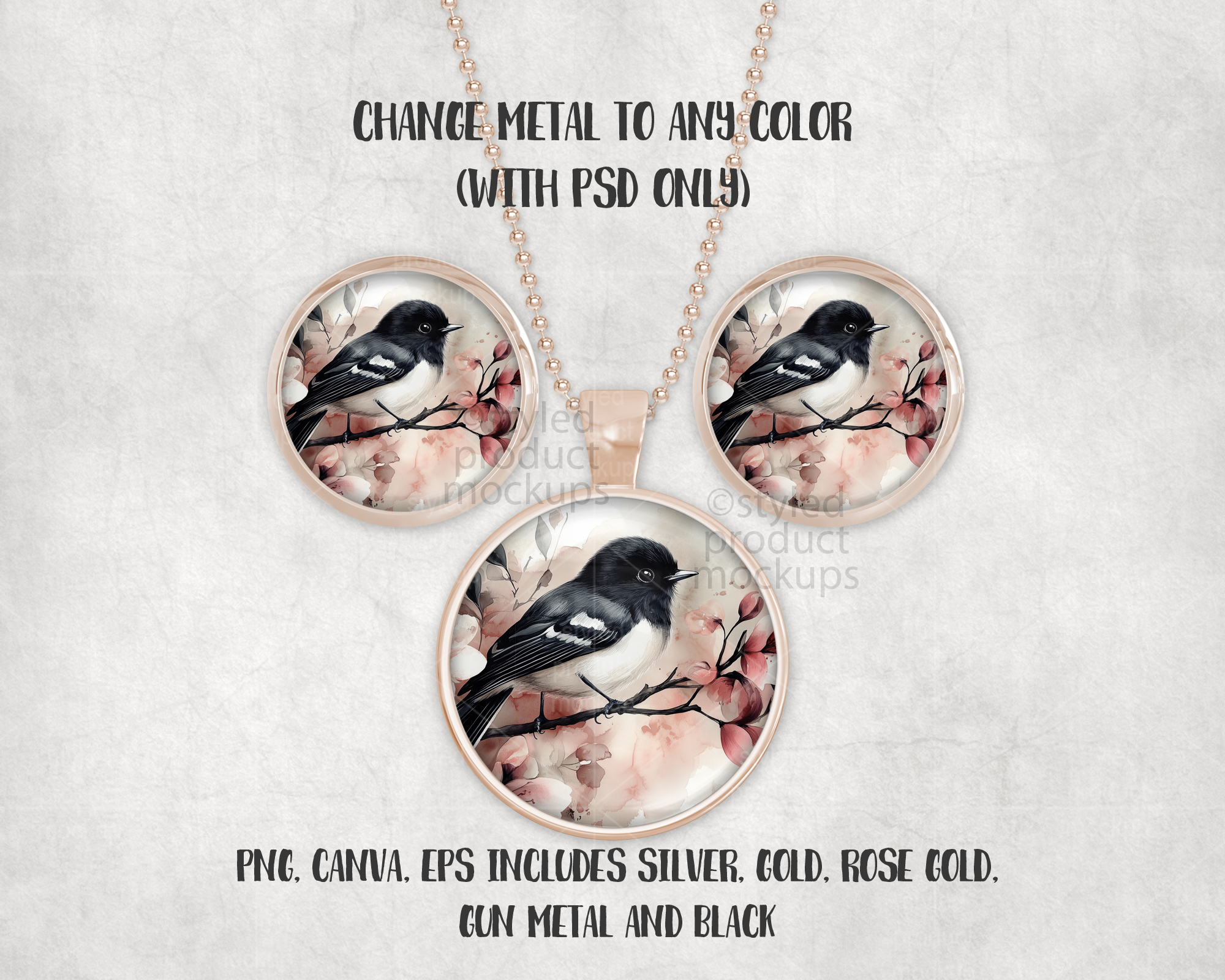 Round Earring and Pendant Set Mockup