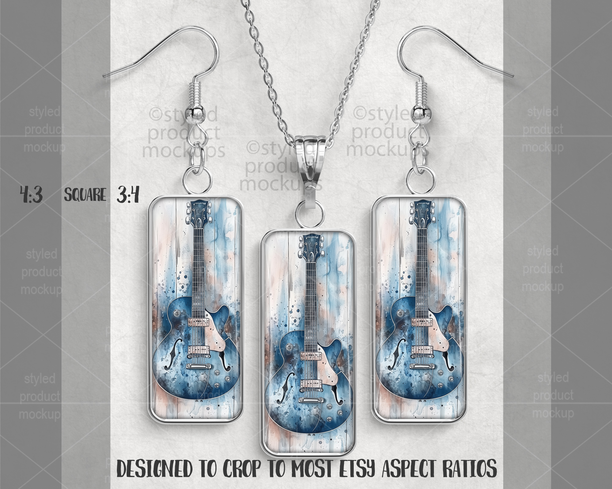 Long Rectangle Jewelry Set Mockup