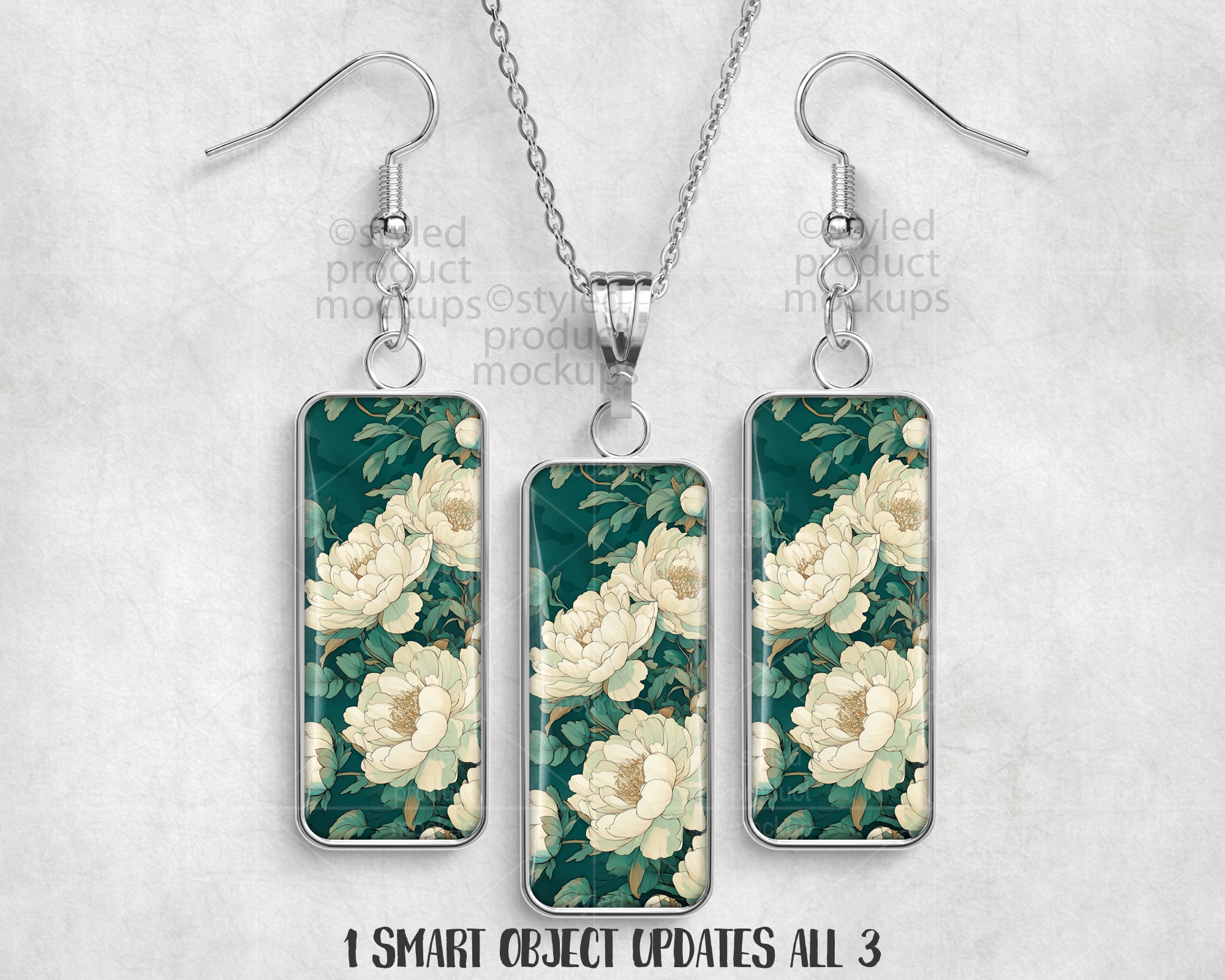 Long Rectangle Jewelry Set Mockup