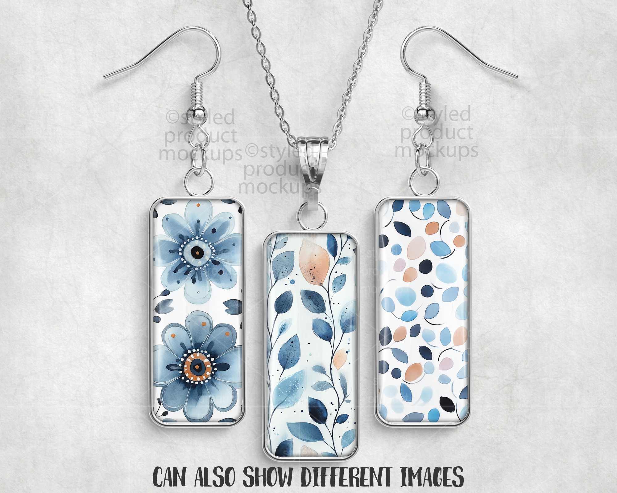 Long Rectangle Jewelry Set Mockup