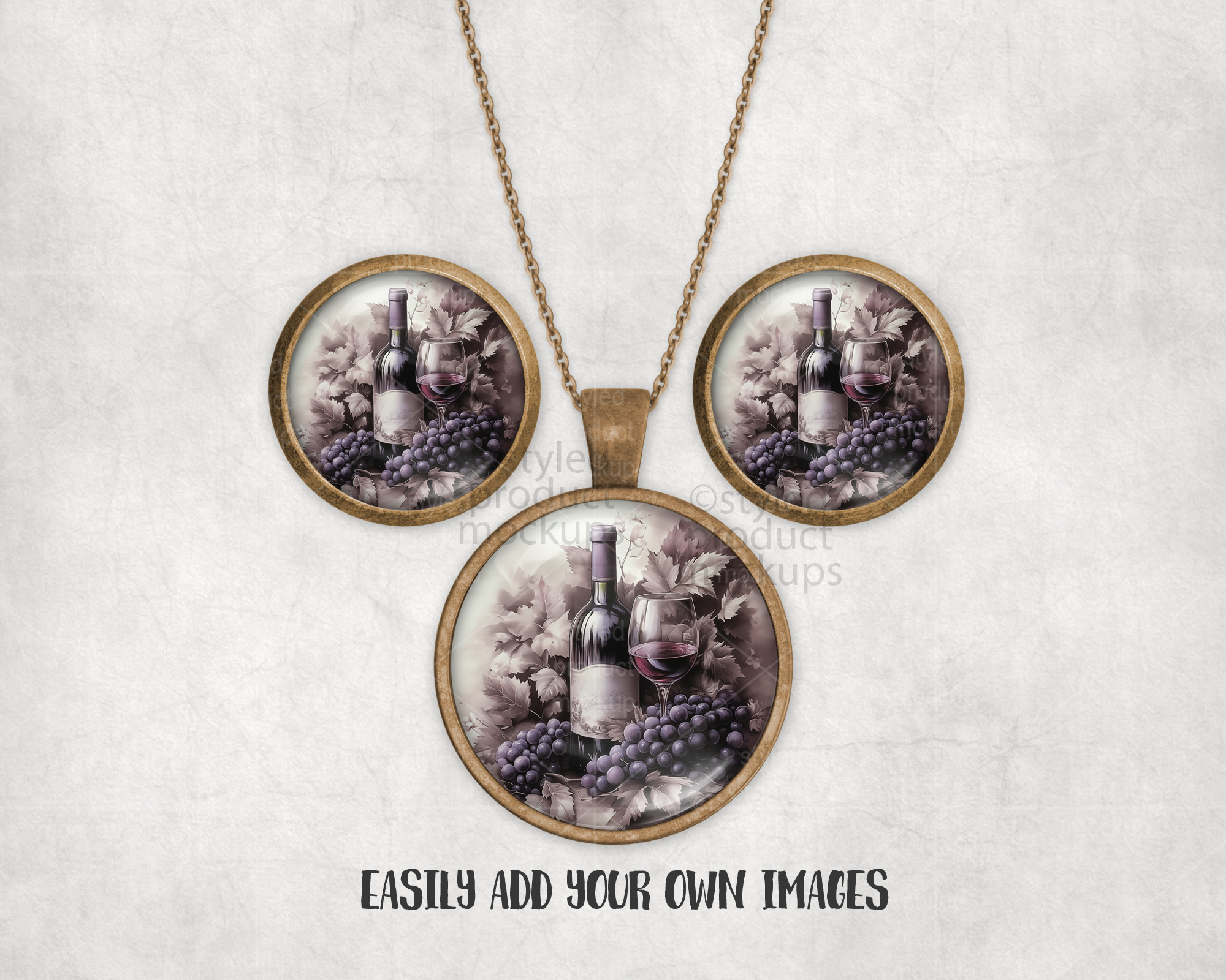 Round Cabochon Jewelry Set Mockup