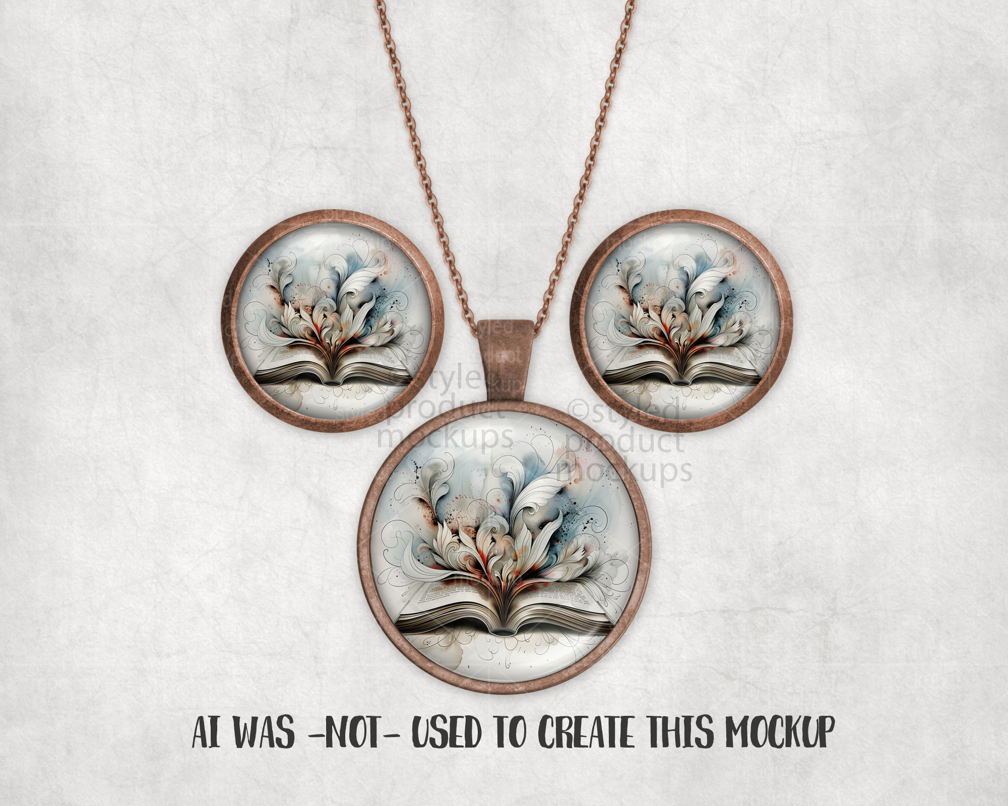 Round Cabochon Jewelry Set Mockup