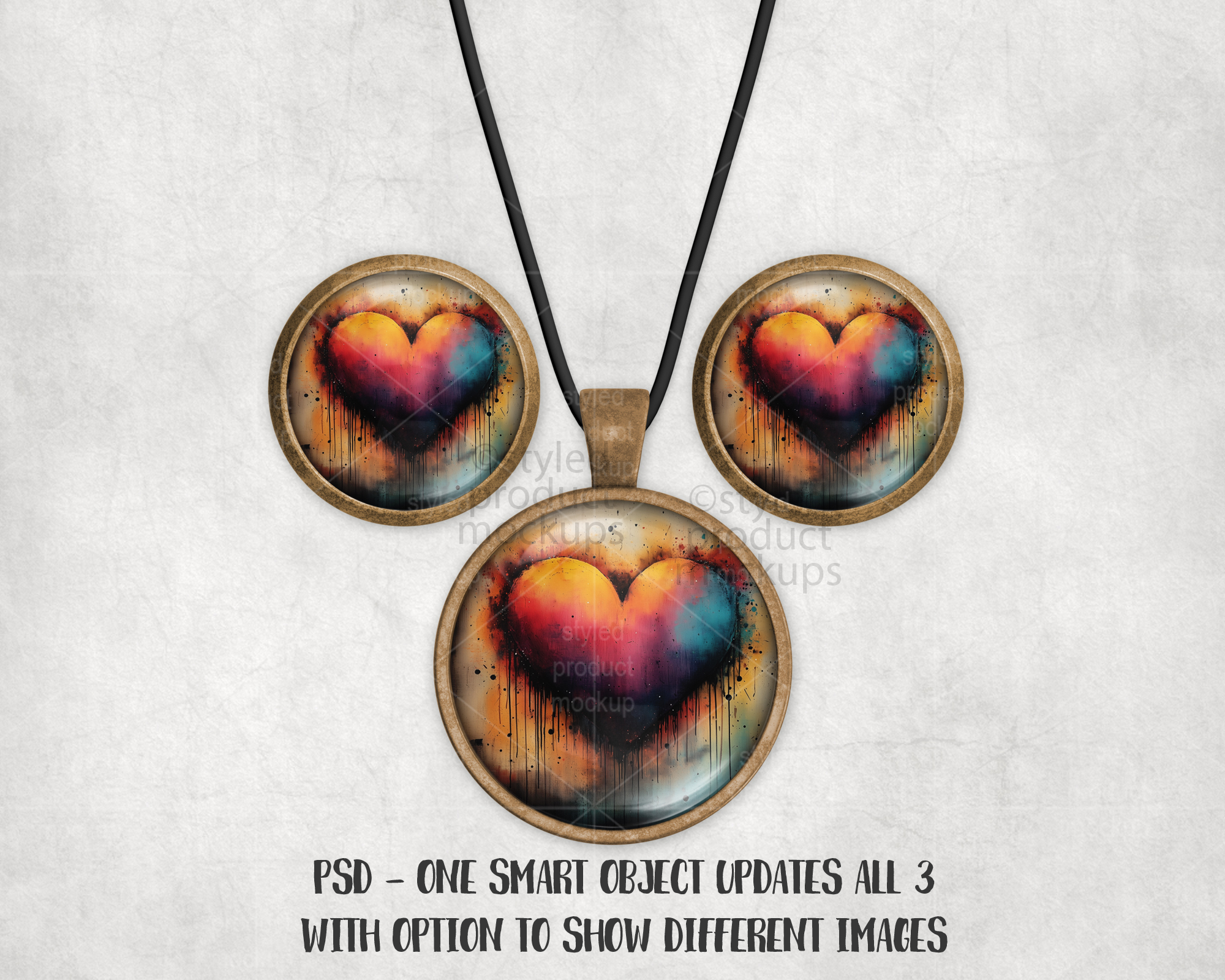 Round Cabochon Jewelry Set Mockup