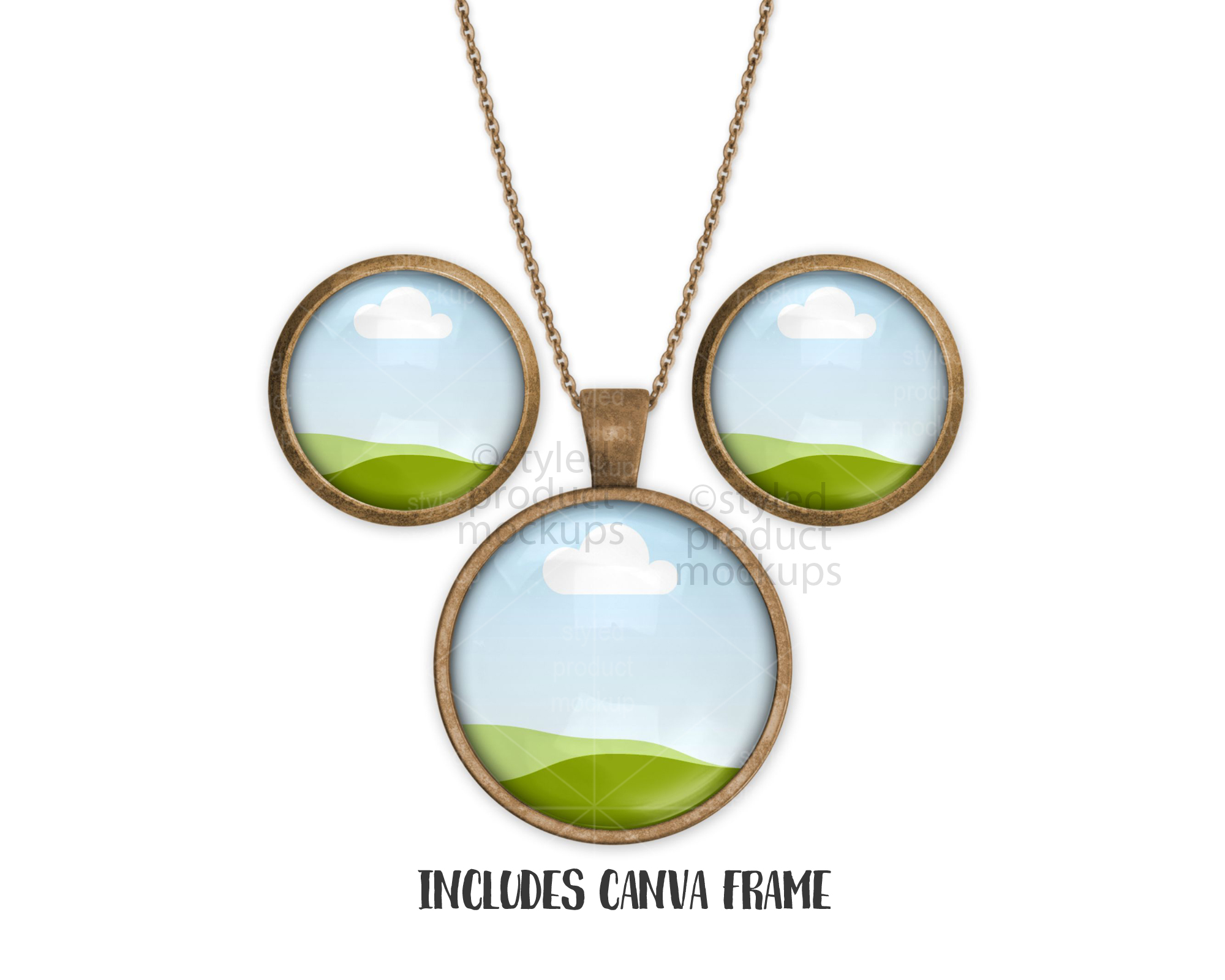 Round Cabochon Jewelry Set Mockup
