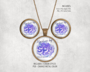 Round Cabochon Jewelry Set Mockup
