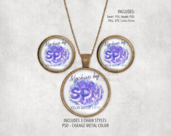 Round Cabochon Jewelry Set Mockup