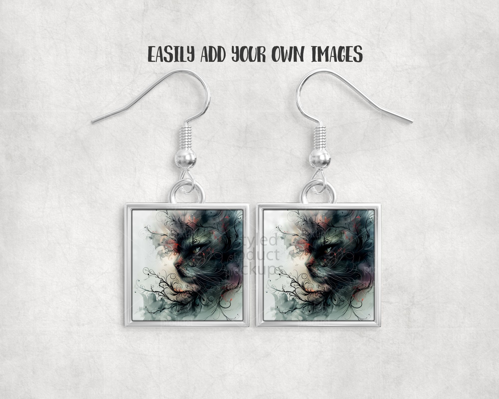 Square Metal Earring Mockup