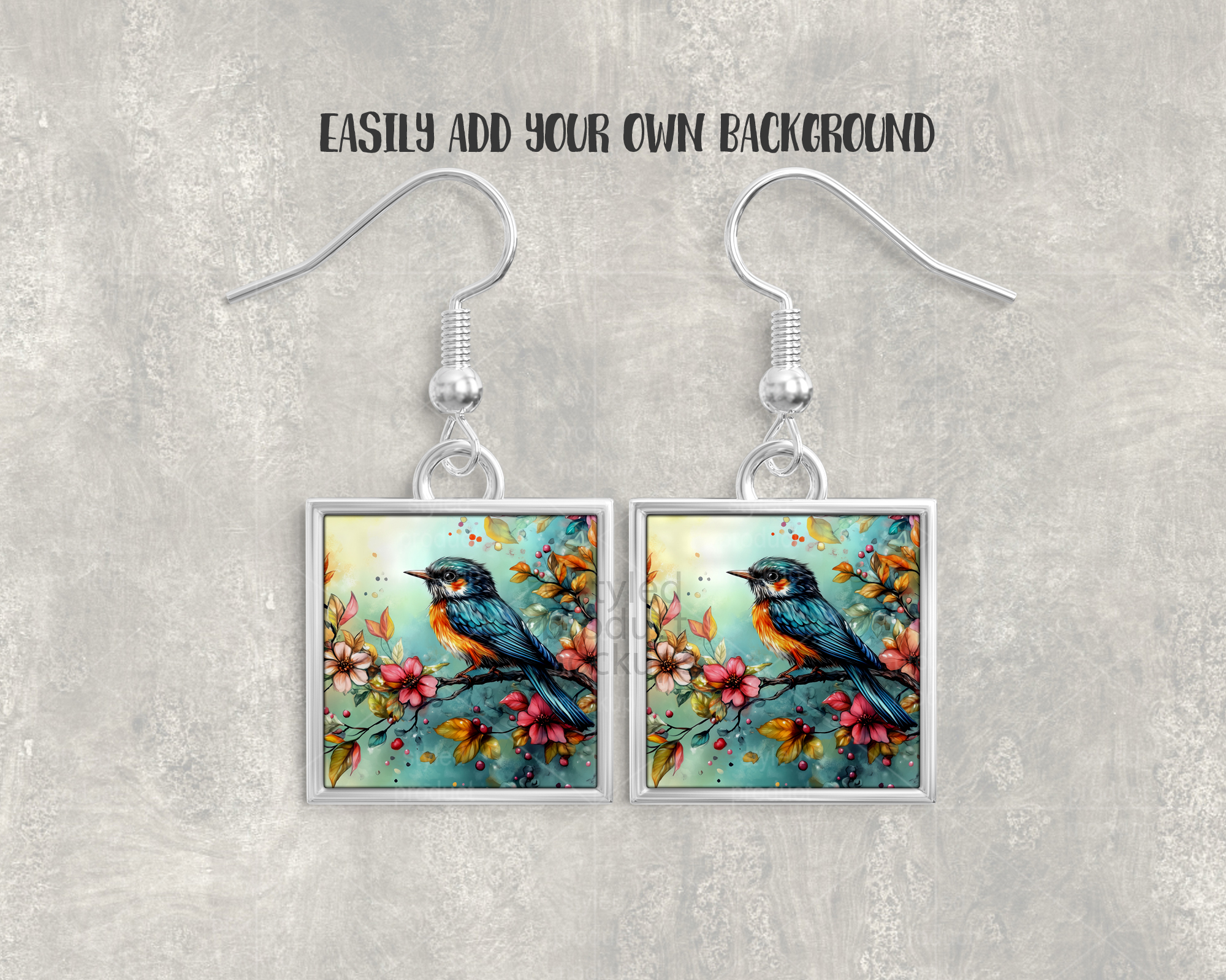 Square Metal Earring Mockup