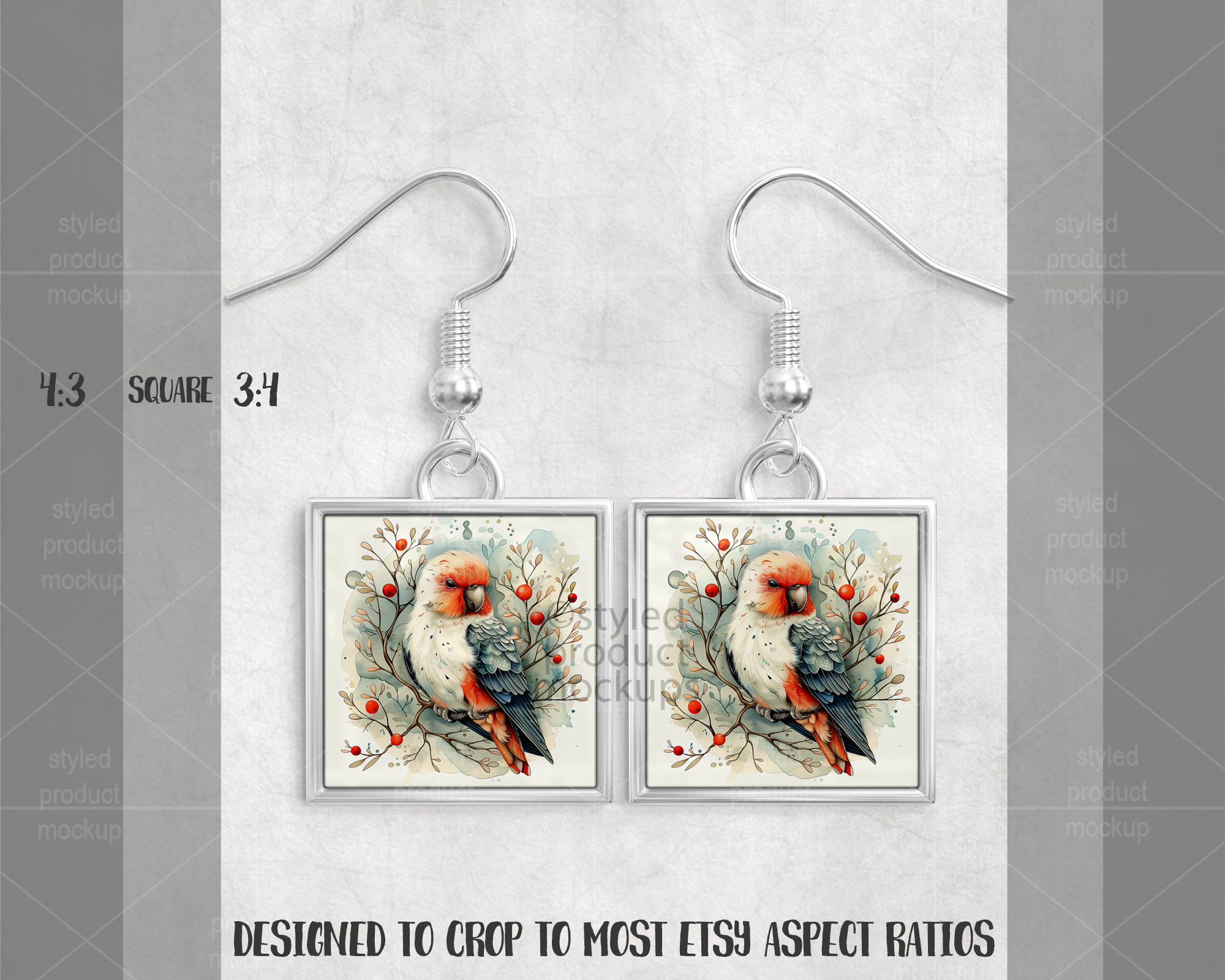 Square Metal Earring Mockup