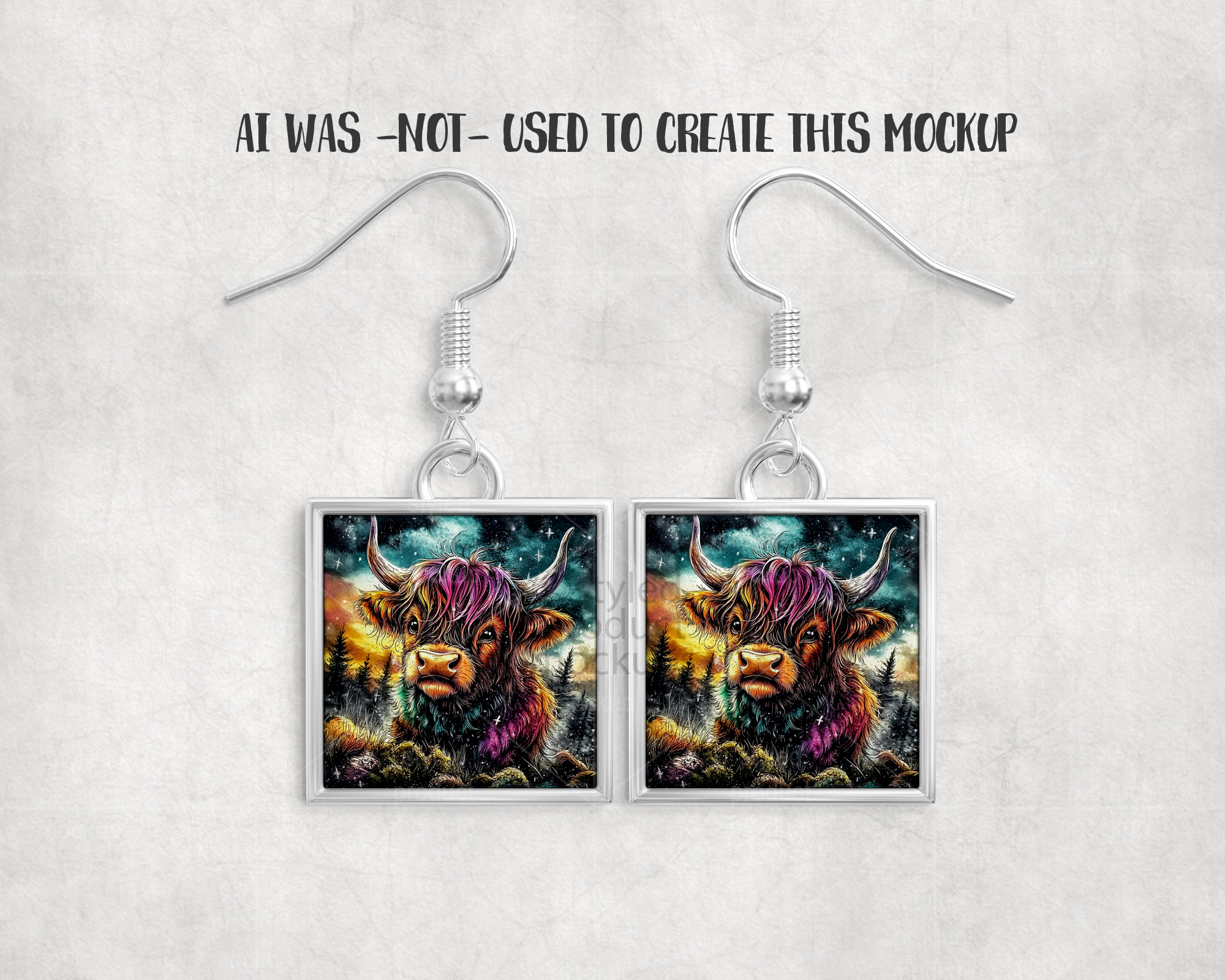 Square Metal Earring Mockup