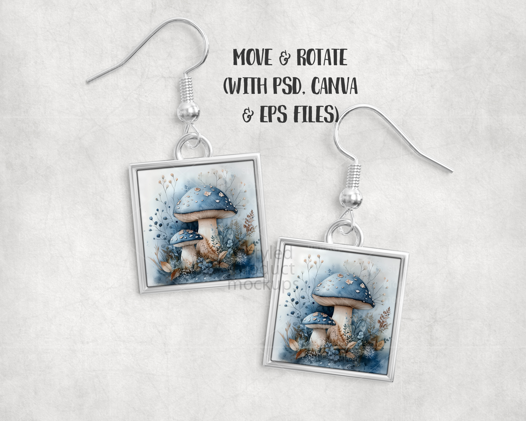 Square Metal Earring Mockup
