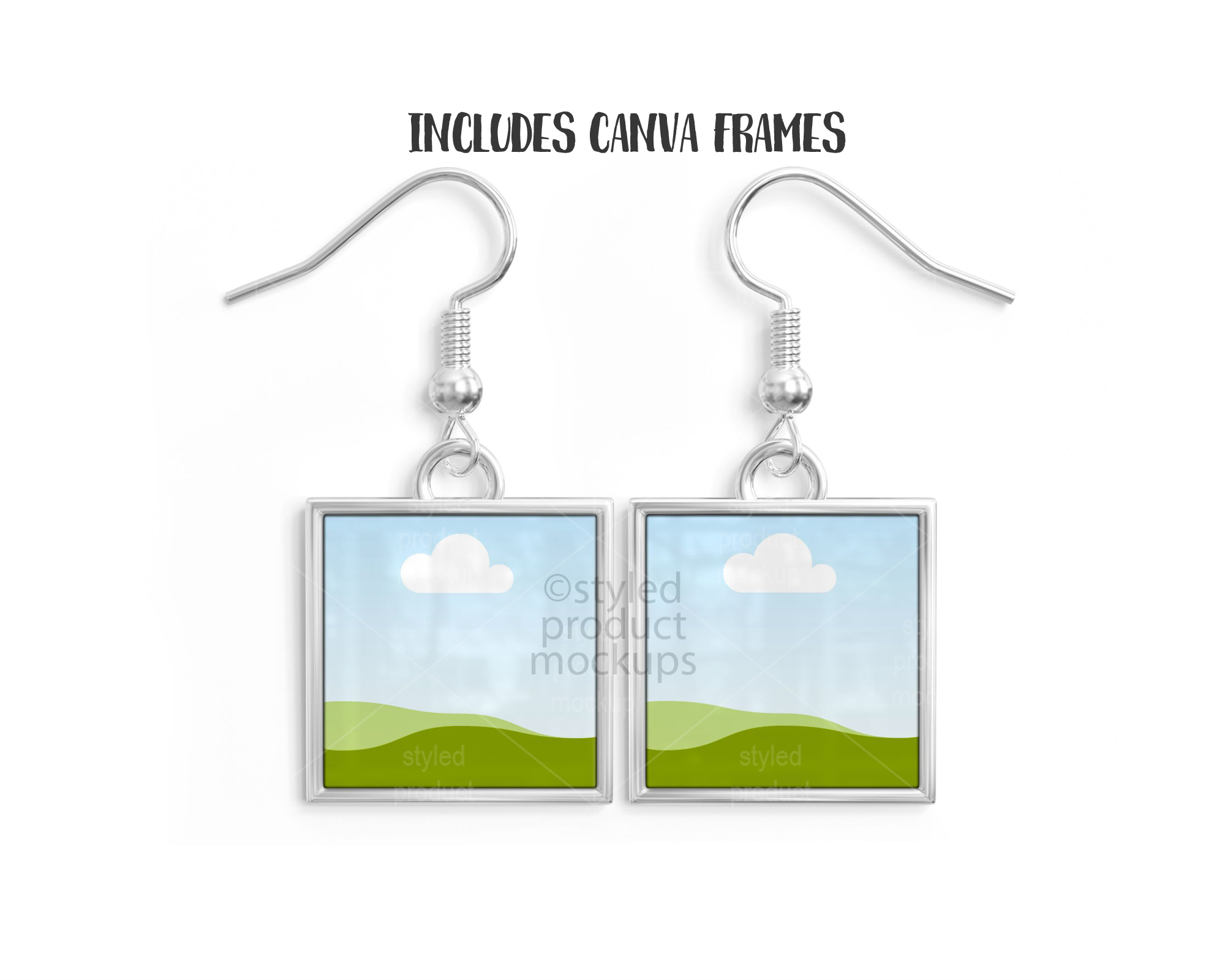 Square Metal Earring Mockup