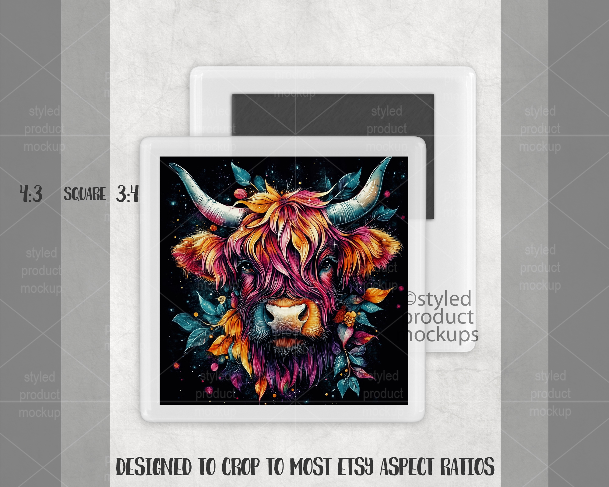 Square Snap In Magnet Mockup