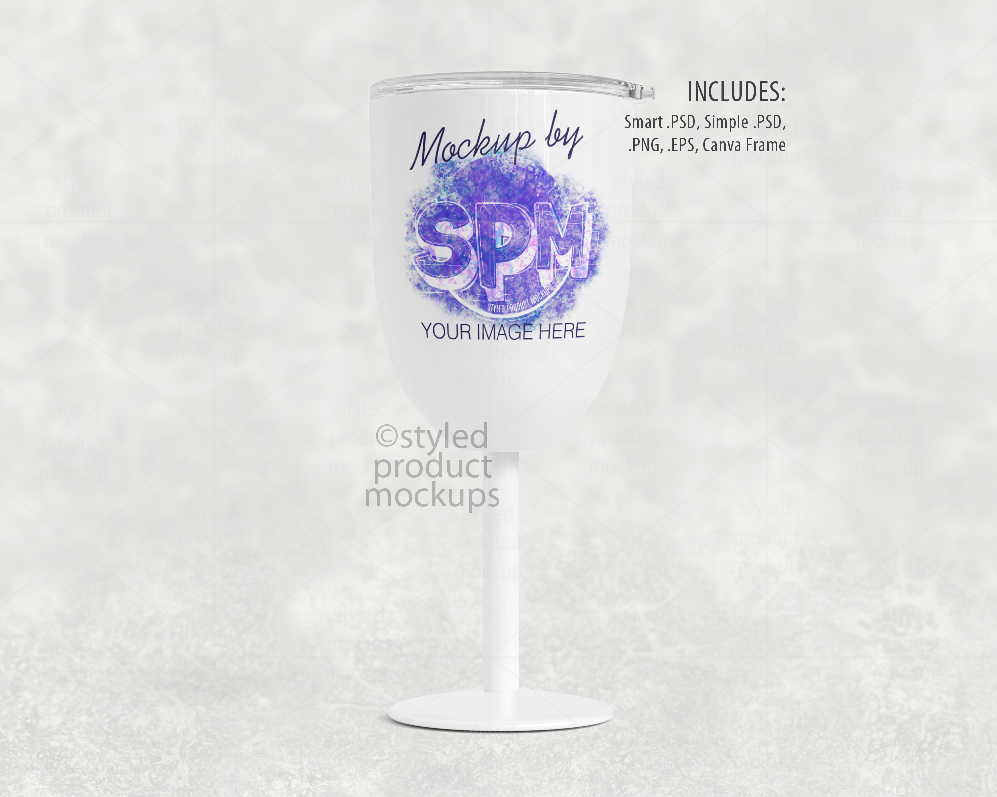 Stemmed Sublimation Wine Tumbler Mockup