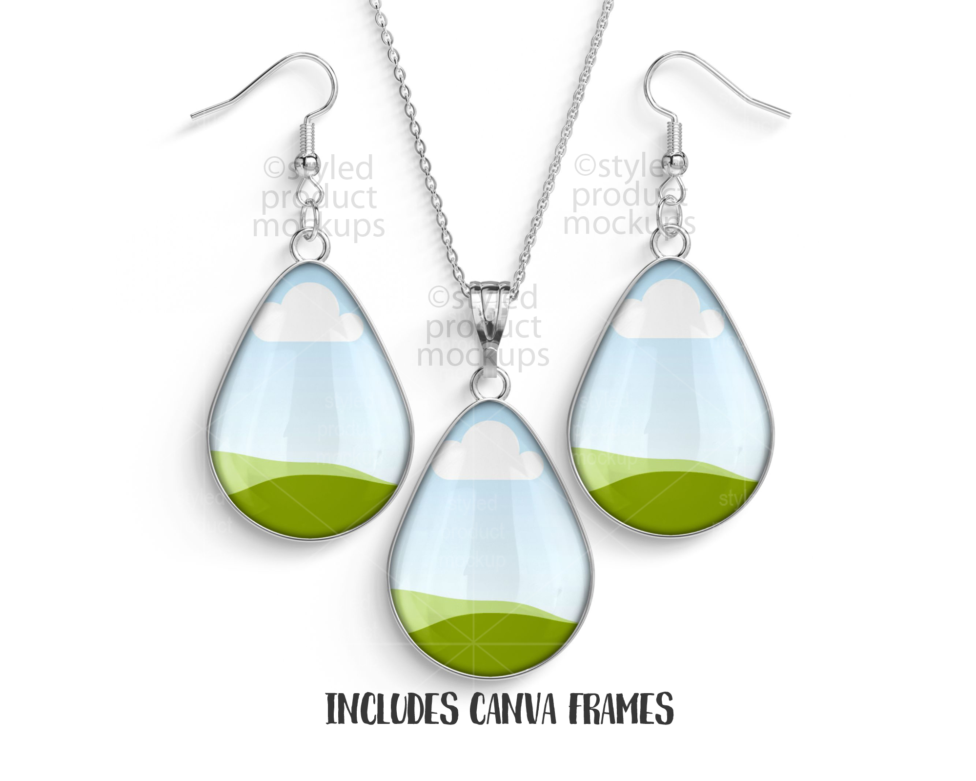 Teardrop Jewelry Set Mockup