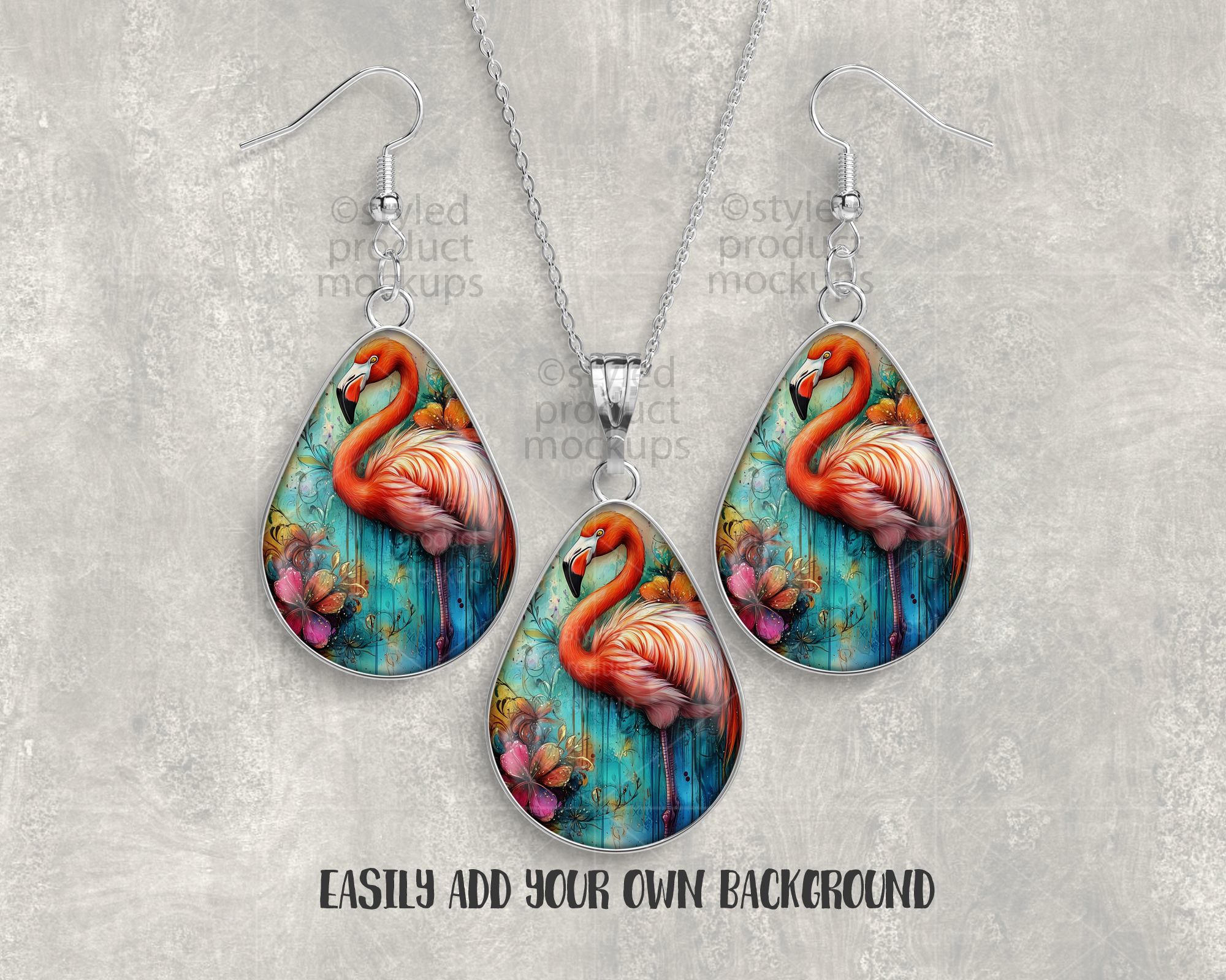 Teardrop Jewelry Set Mockup