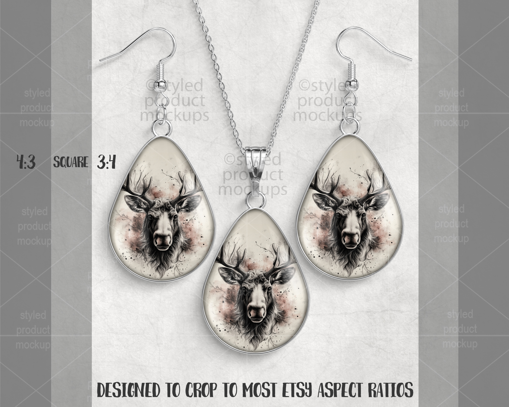 Teardrop Jewelry Set Mockup